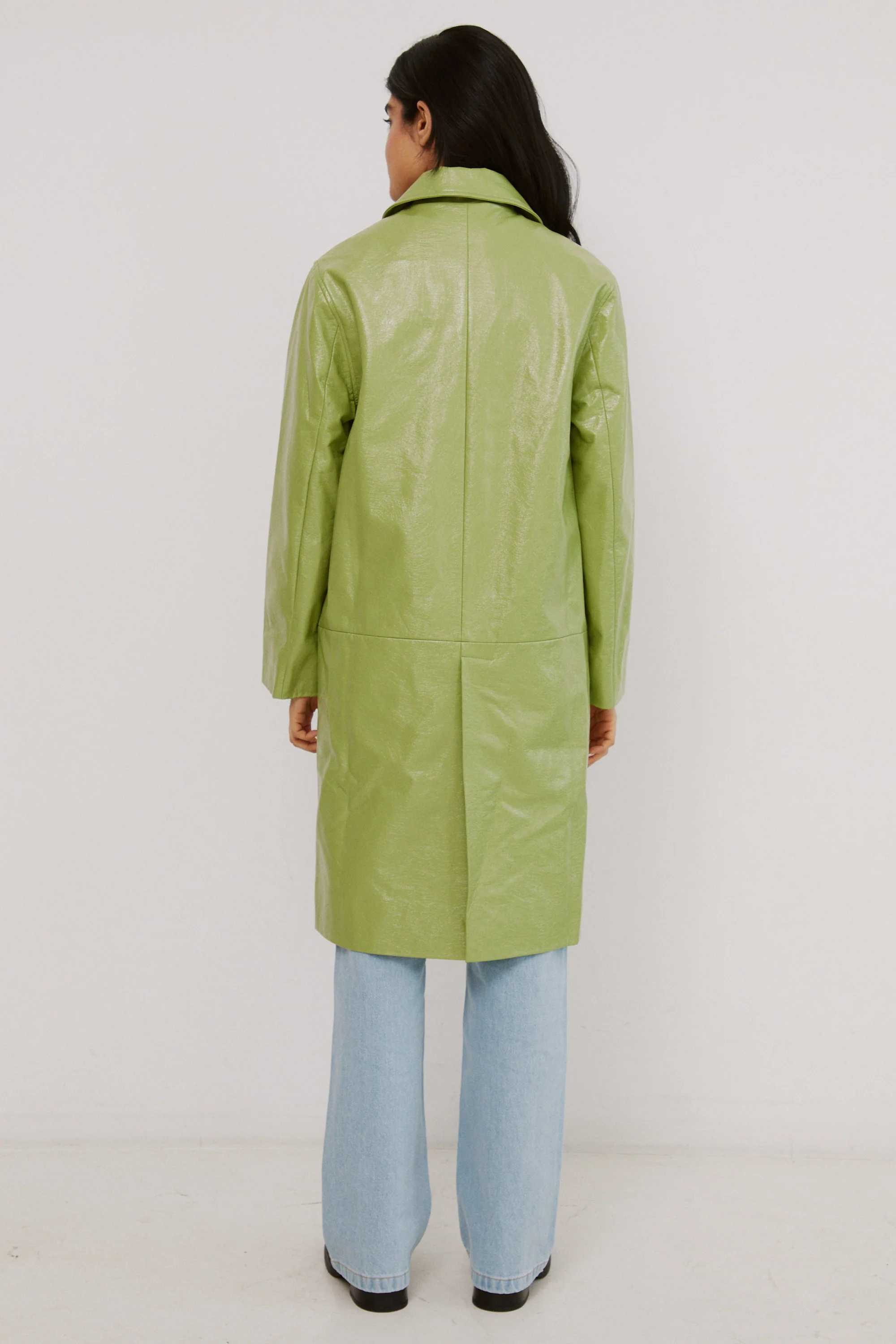 Collared Straight Coat | Granny Smith - Image 3
