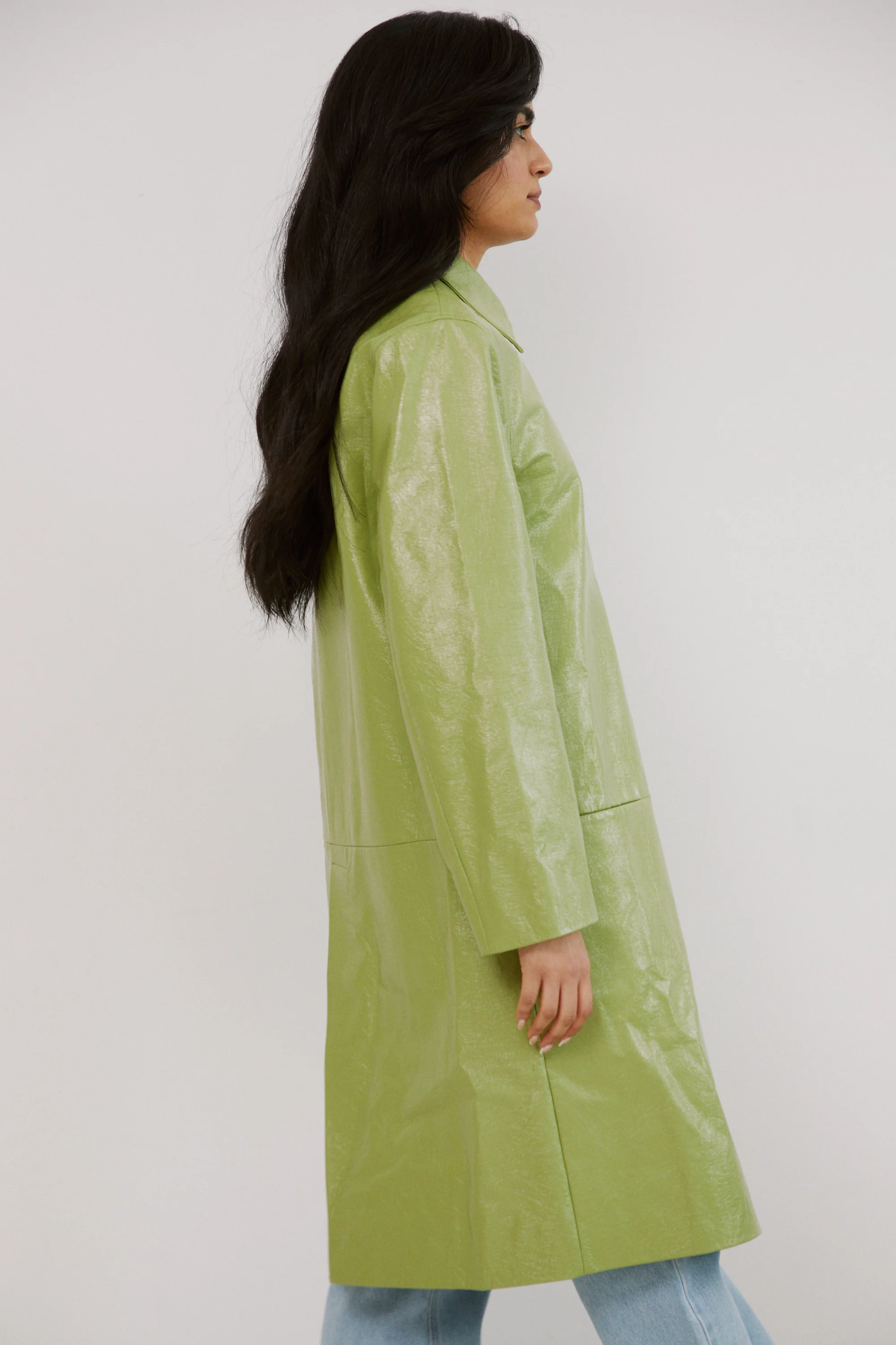 Collared Straight Coat | Granny Smith - Image 4