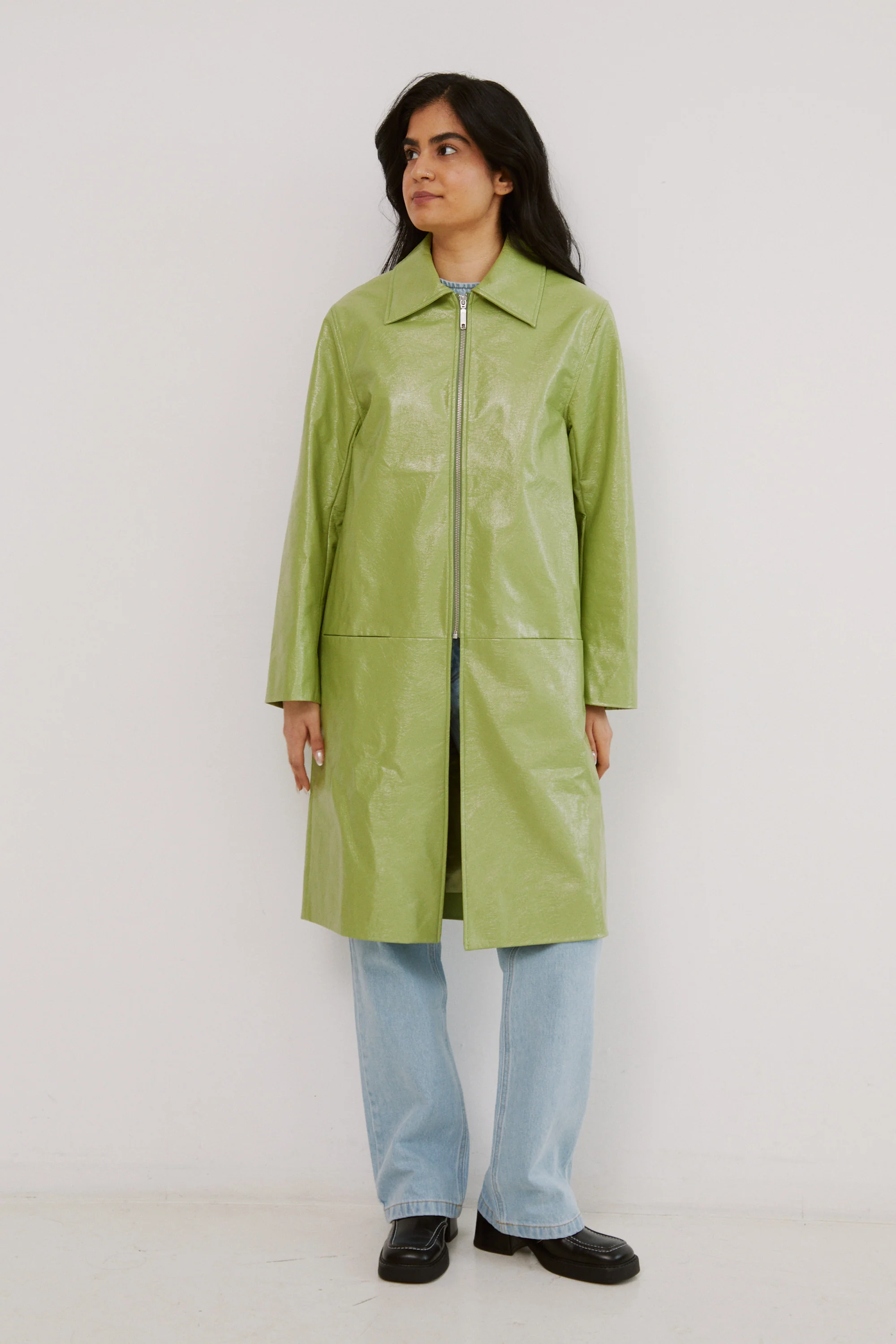 Collared Straight Coat | Granny Smith - Image 6