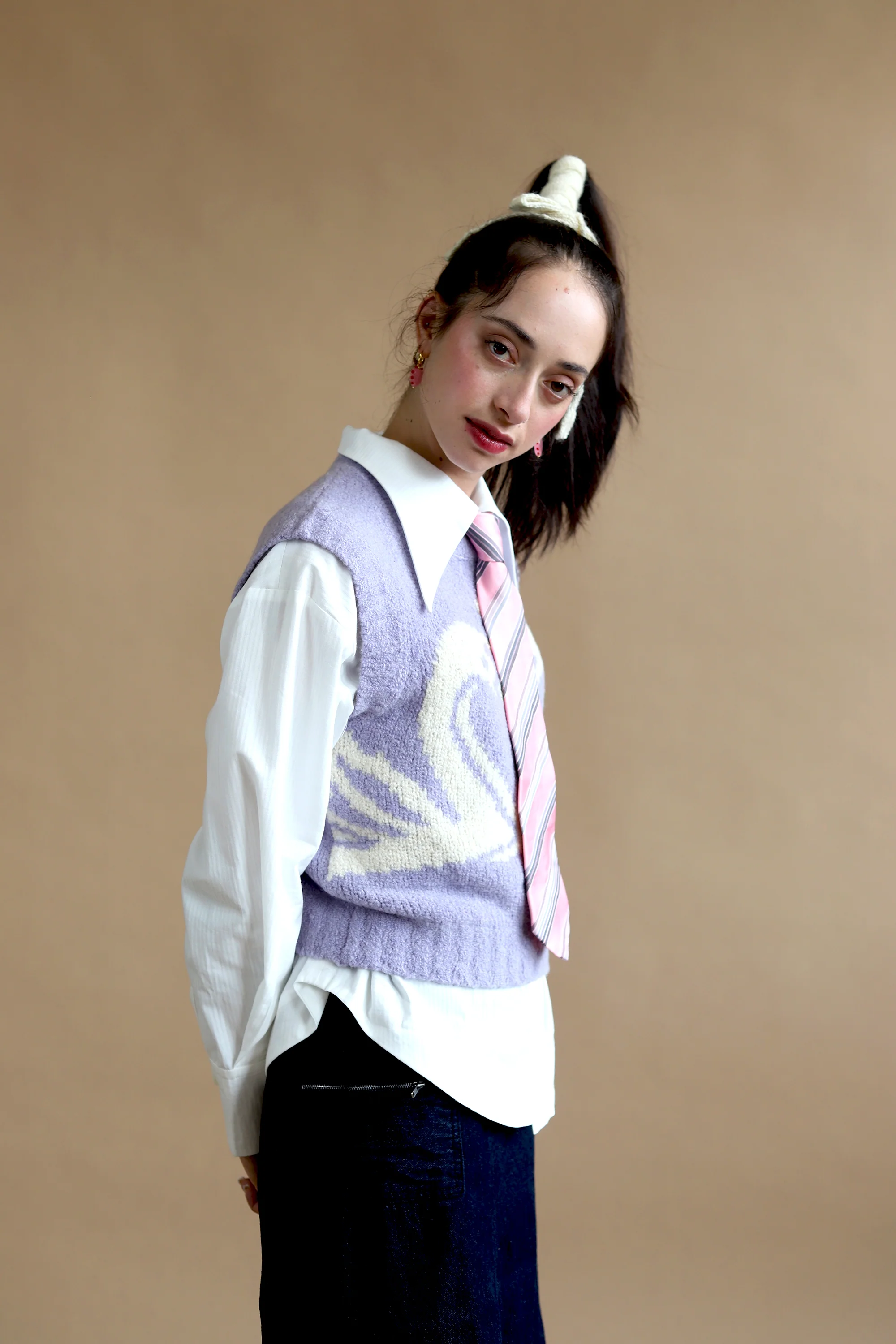 Swan Heart Vest | Purple & White Swan - Image 2