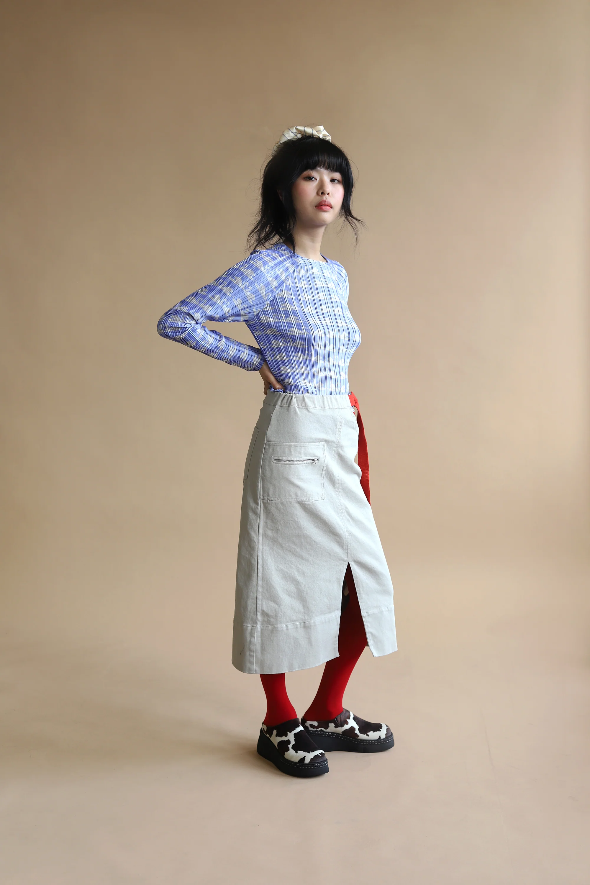 Utility Peep Skirt | Oyster - Image 7