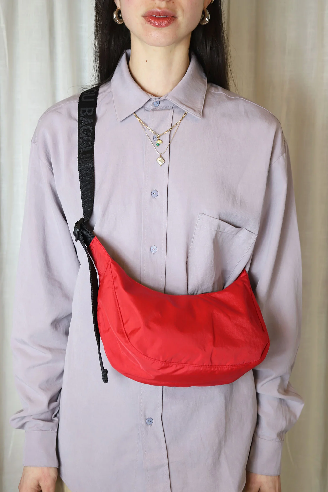 Small Nylon Crescent Bag | Candy Apple - Image 3