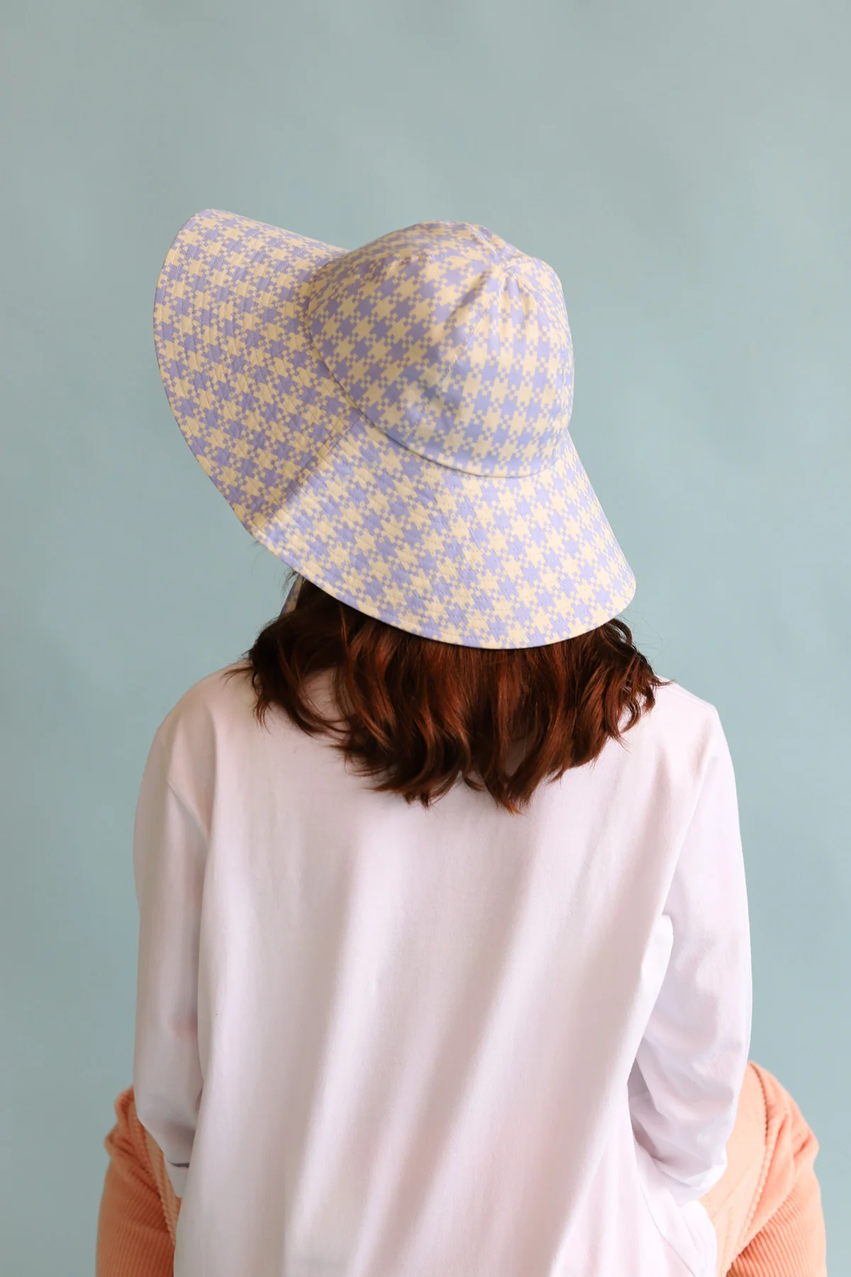 Soft Sun Hat | Blue Pixel Gingham - Image 4