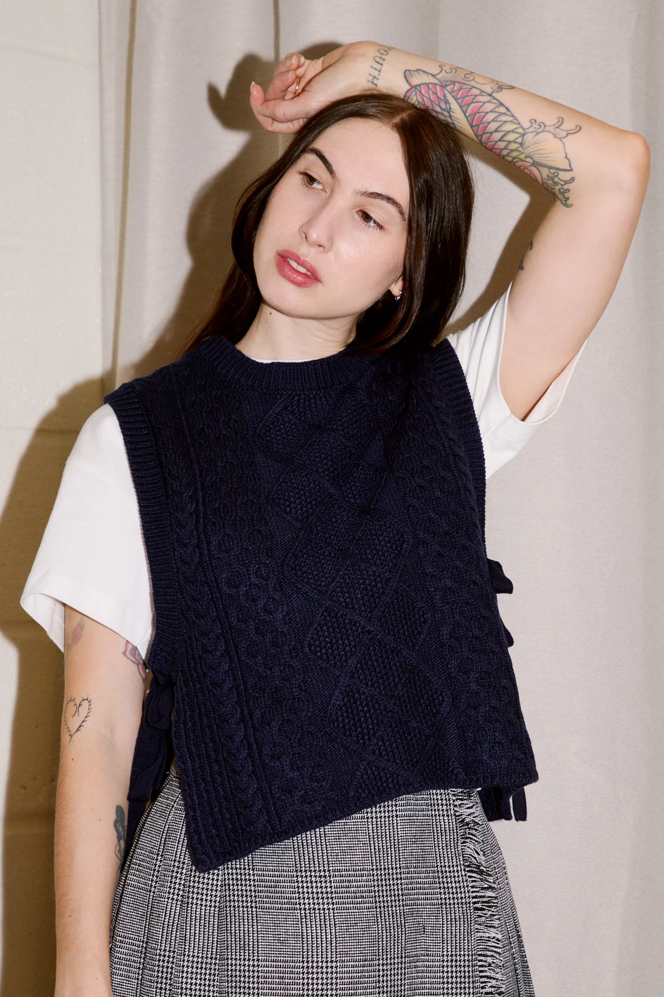 Alan Side Ribbon Vest | Navy