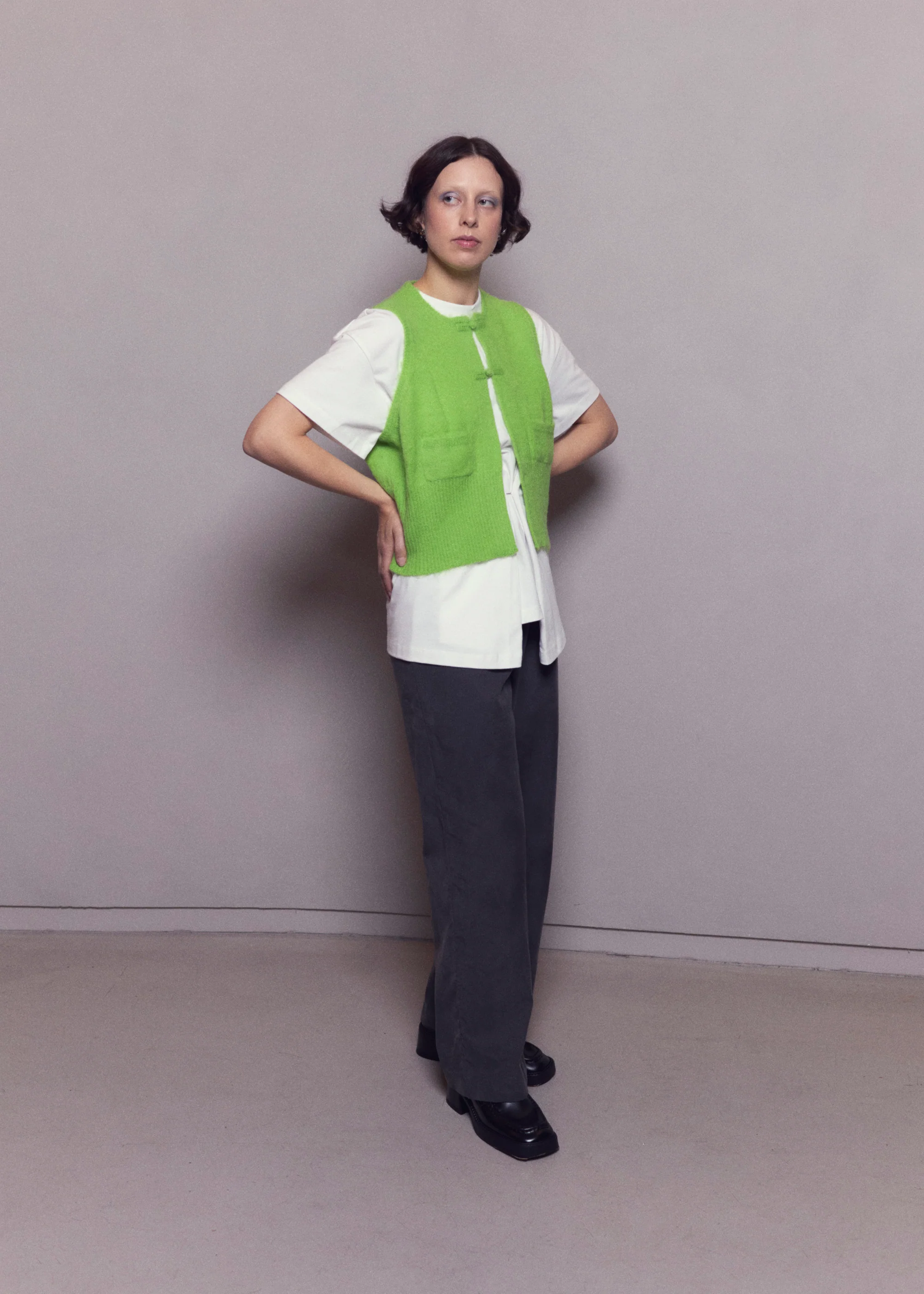 China Button Vest | Lime Green - Image 6