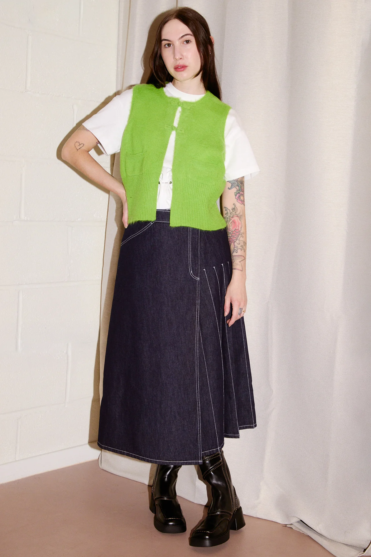 Pleated Wrap Skirt | Indigo - Image 2