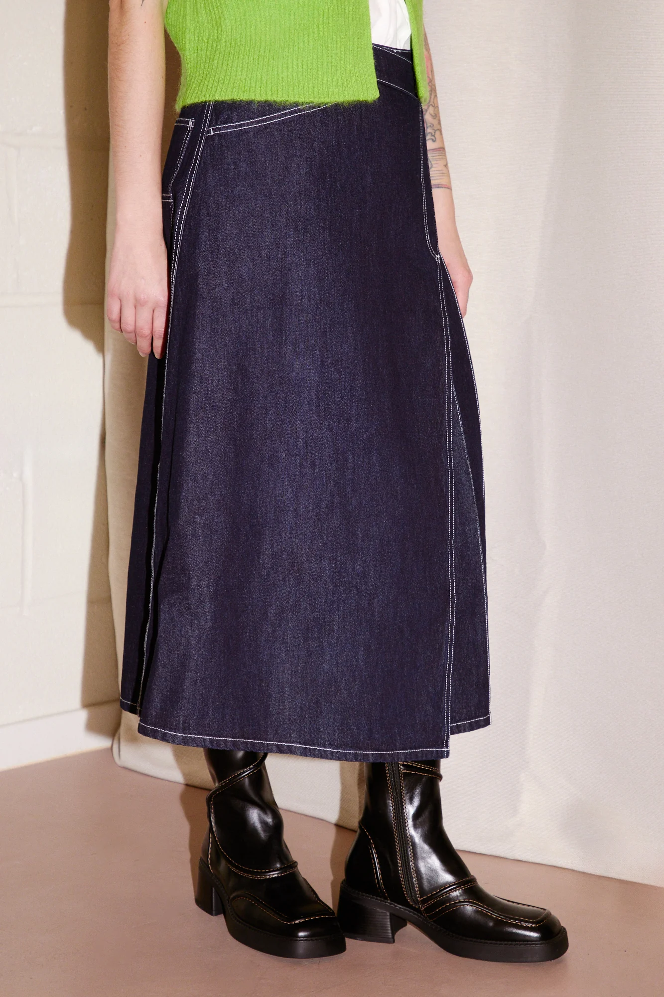 Pleated Wrap Skirt | Indigo - Image 5