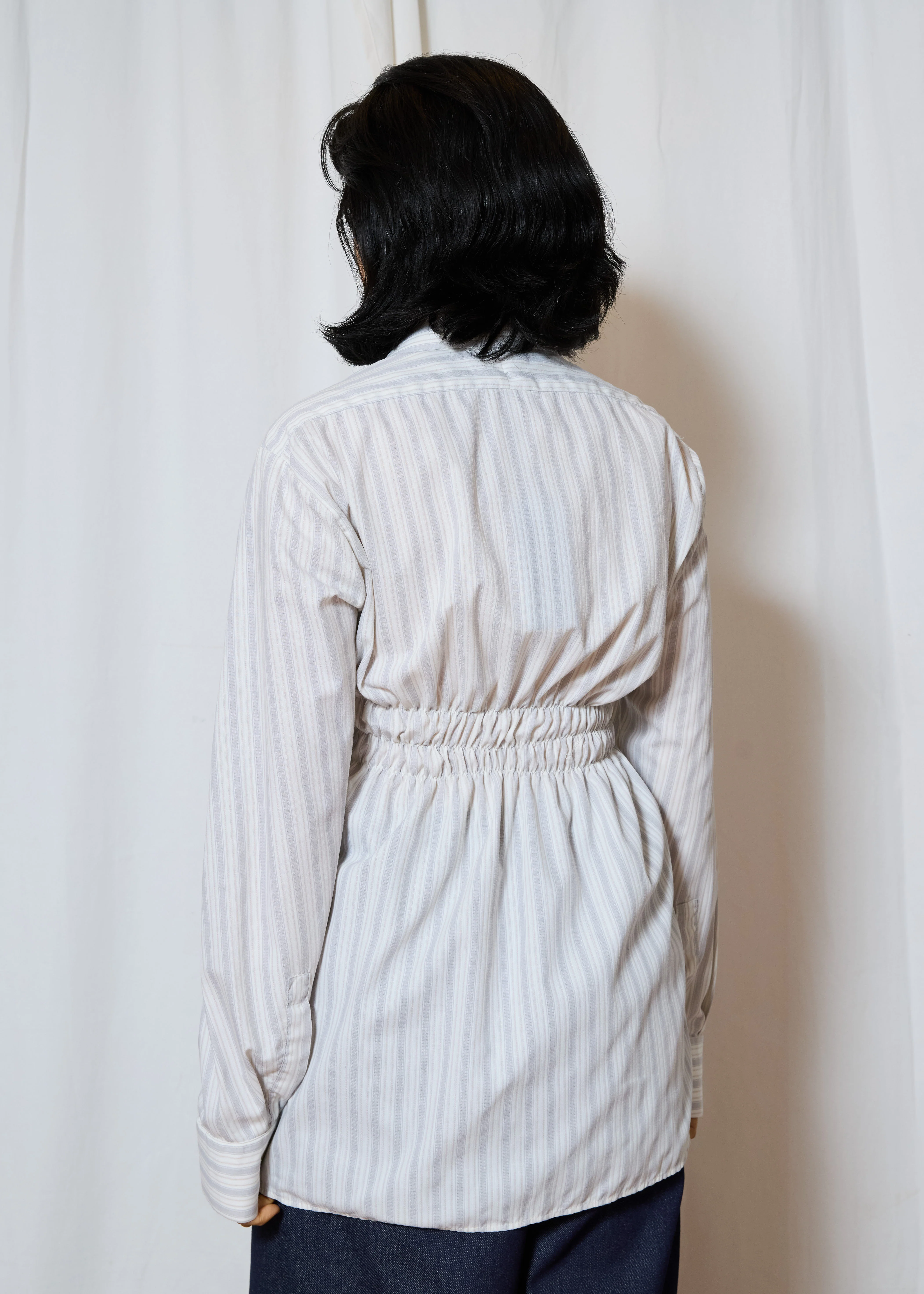 Beige Stripe Elastic Shirt - Image 2
