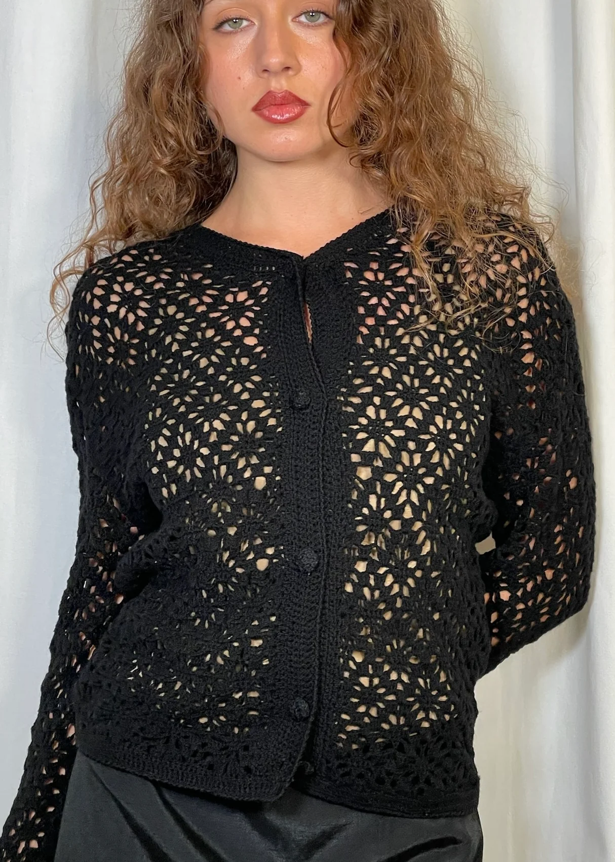 Black Crochet Cardigan