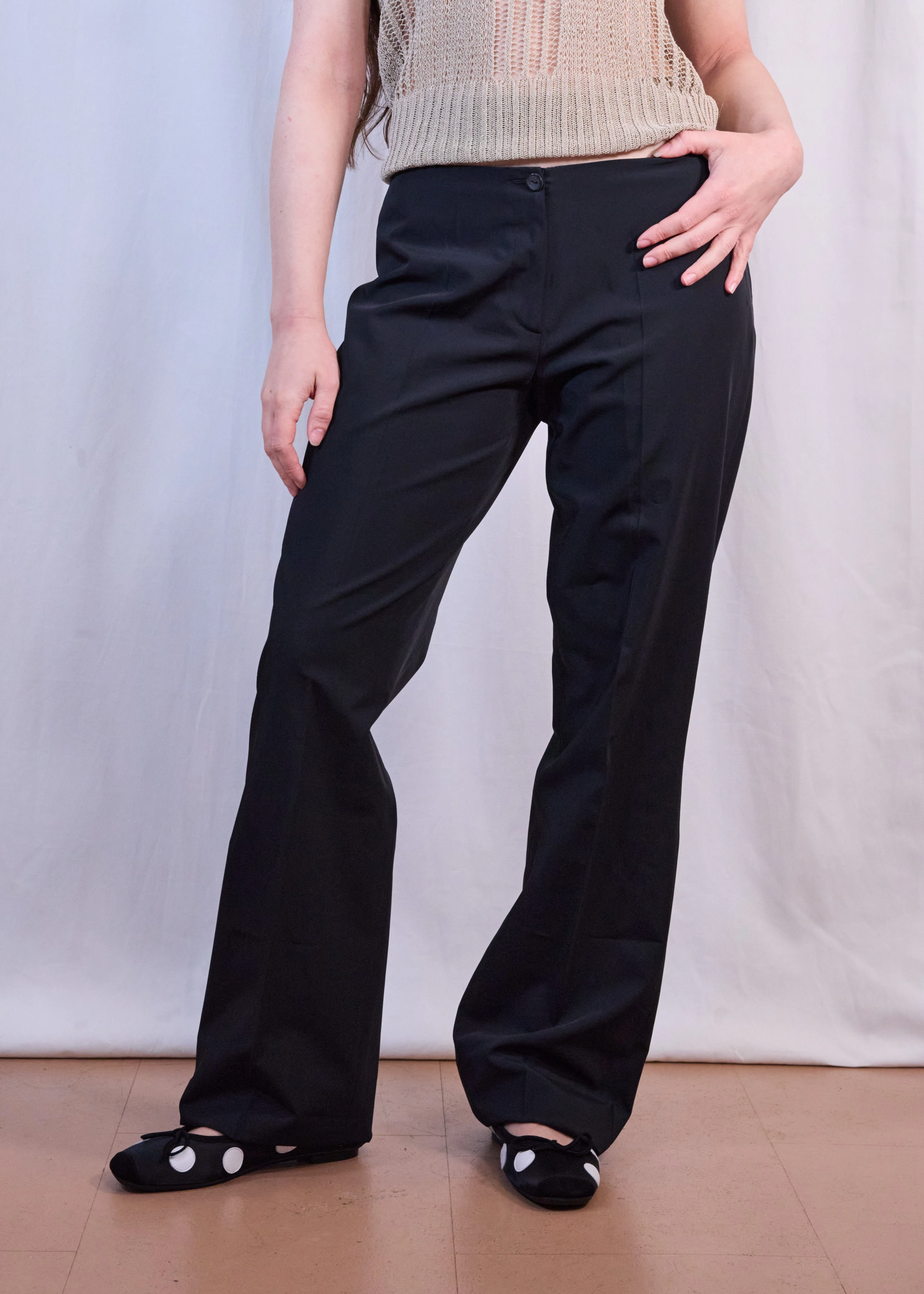 Black Low Rise Suit Trousers