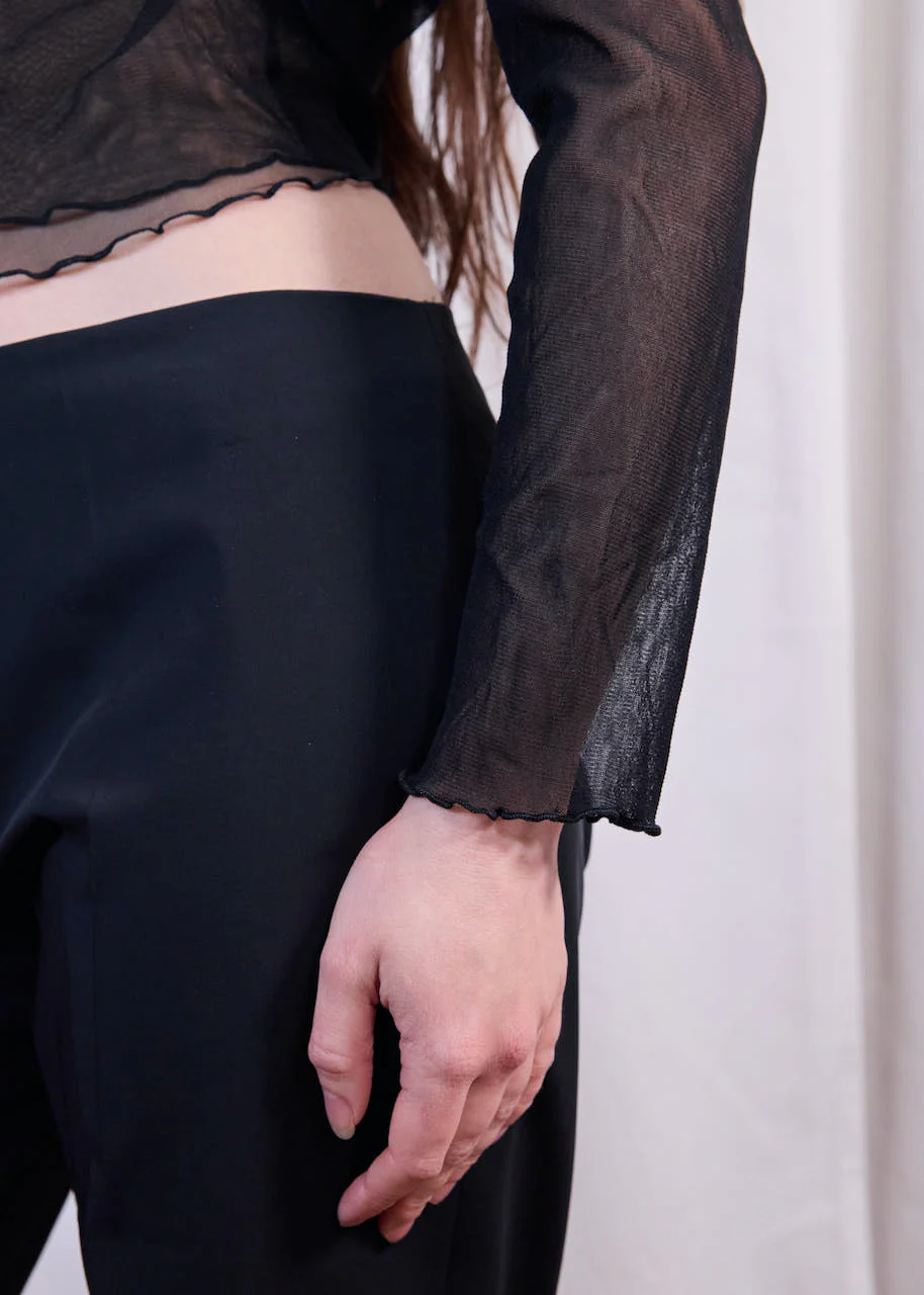 Black Mesh Front Wrap Top - Image 3