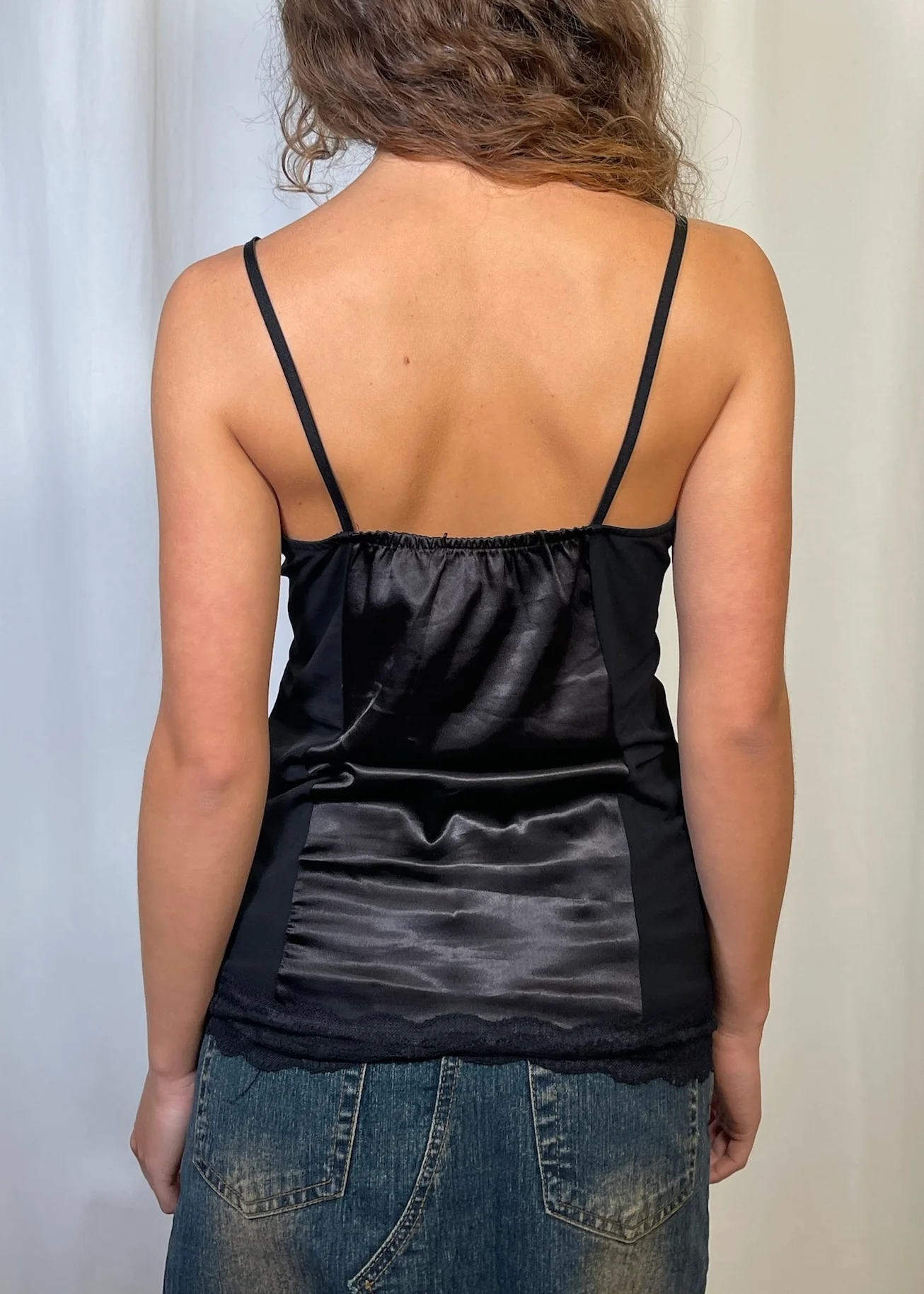 Black Satin Cami Top - Image 2
