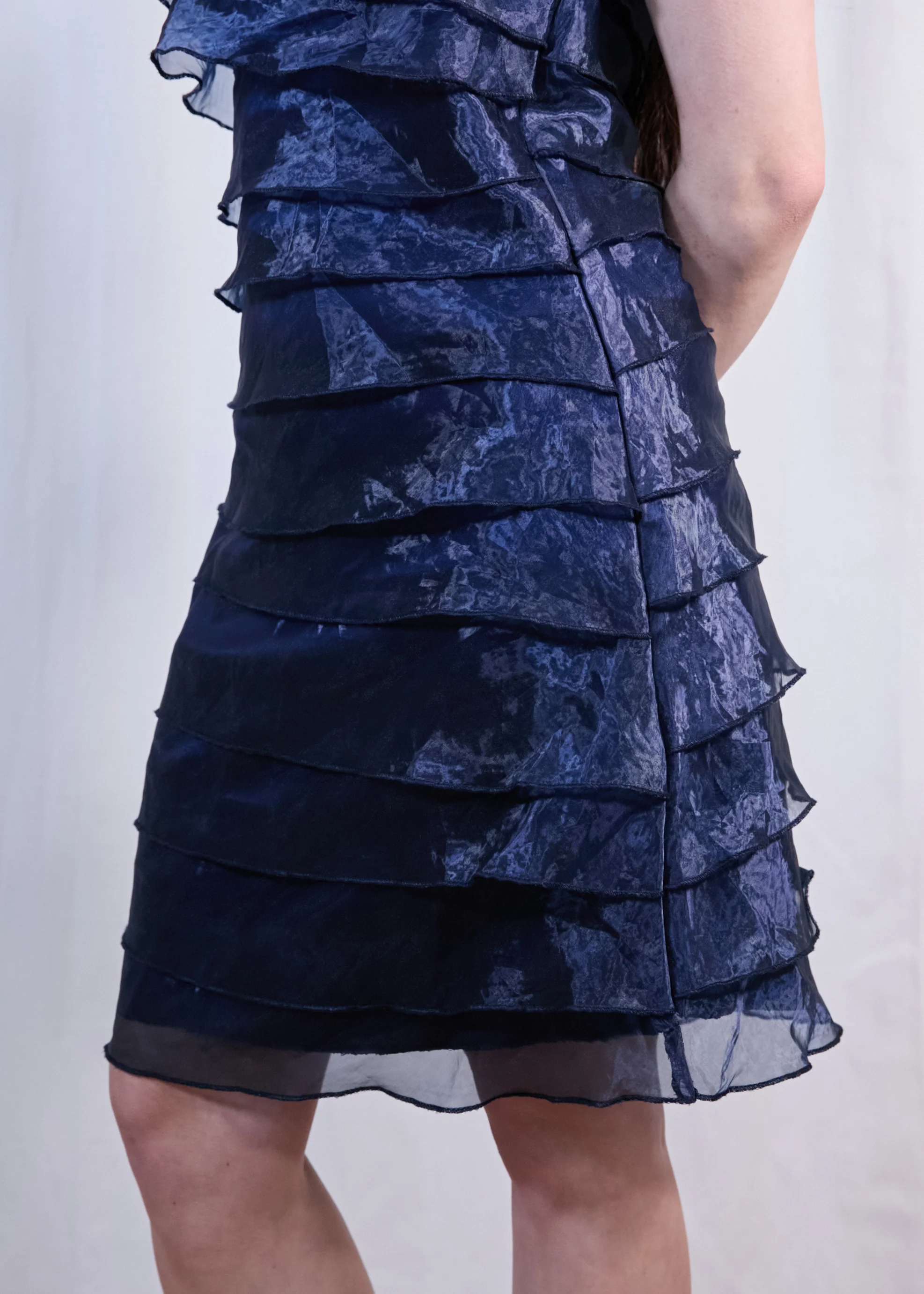 Blue Organza Mini Dress - Image 3