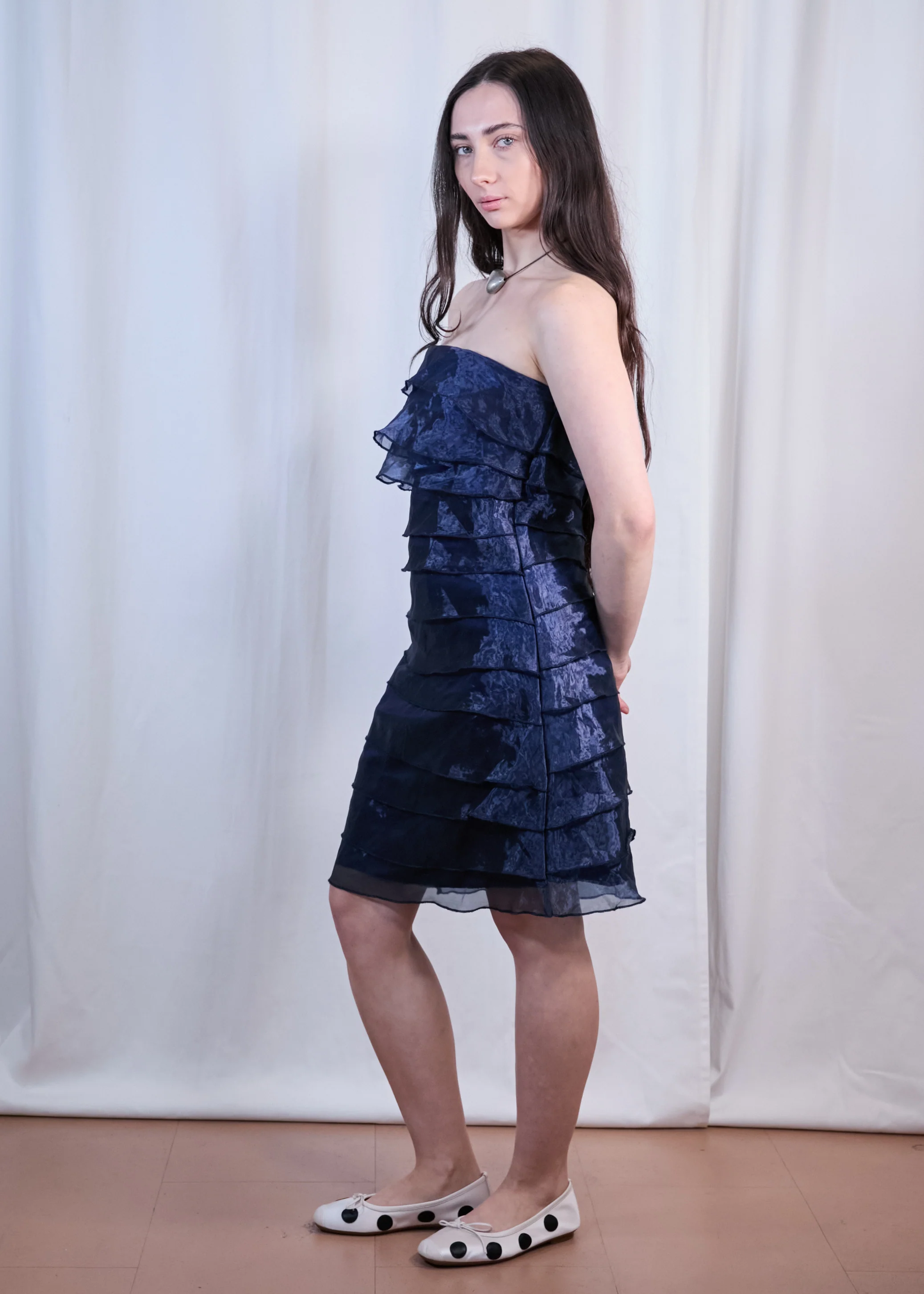 Blue Organza Mini Dress - Image 5