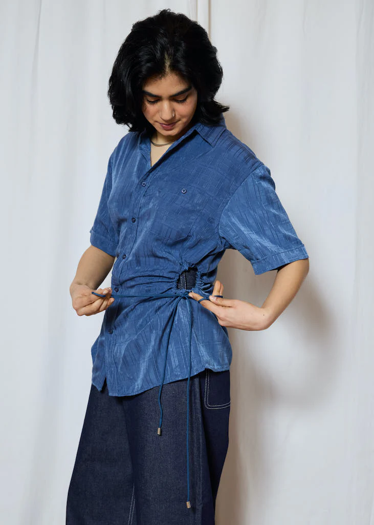 Blue Short Sleeve Cinch Shirt - Image 3