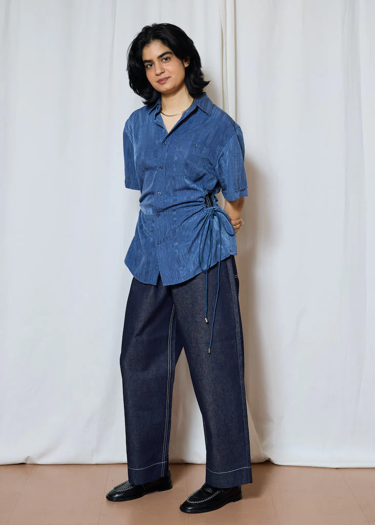Blue Short Sleeve Cinch Shirt - Image 6
