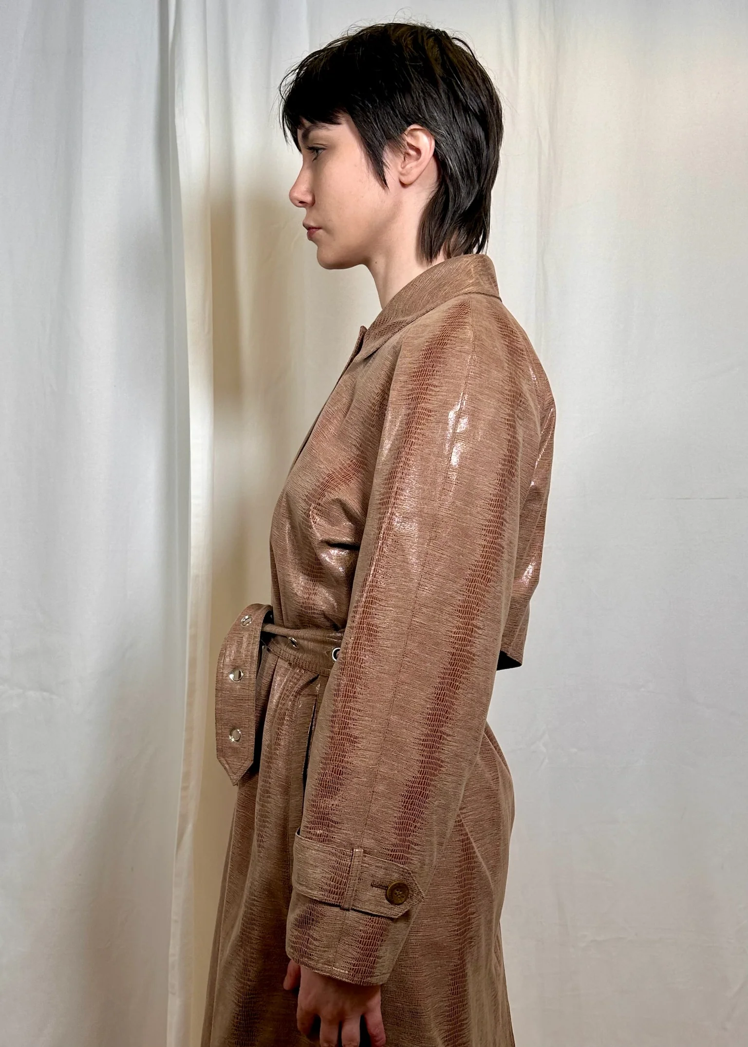 Brown Eyelet Belt Trench - Image 4