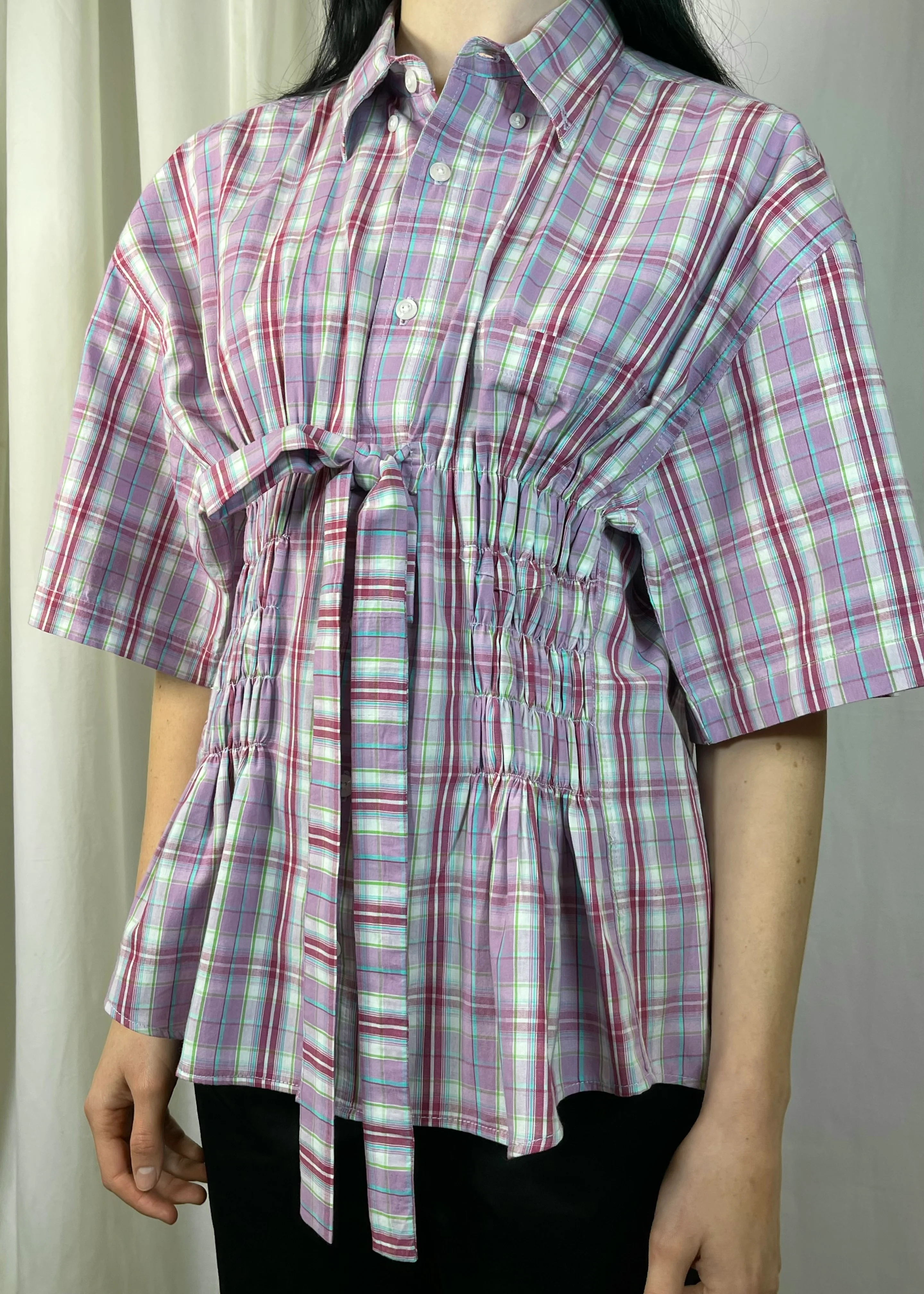 Bustier Shirt Pink Plaid - Image 2