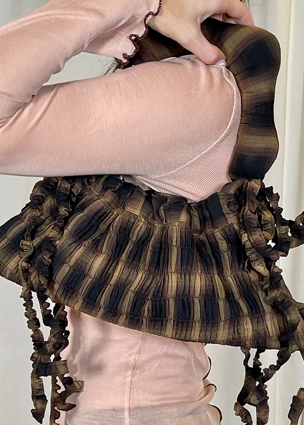 Baby Calendula Bag Brown in Plaid - Image 4