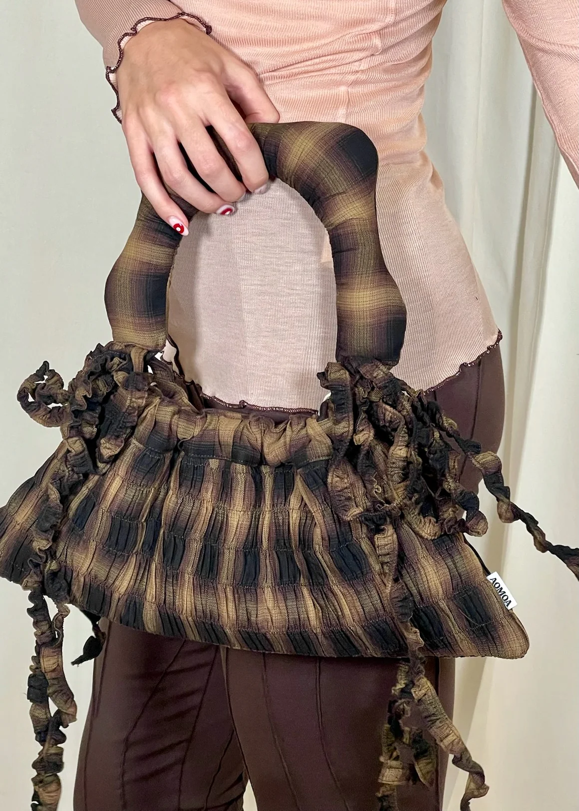 Baby Calendula Bag Brown in Plaid - Image 5