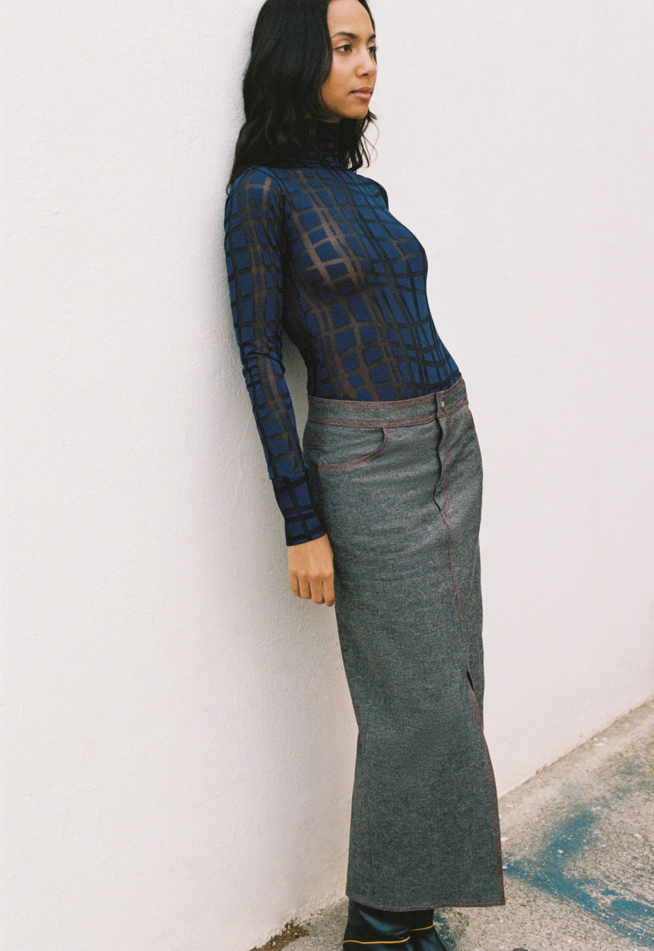 Melania Skirt | Grey Denim - Image 2