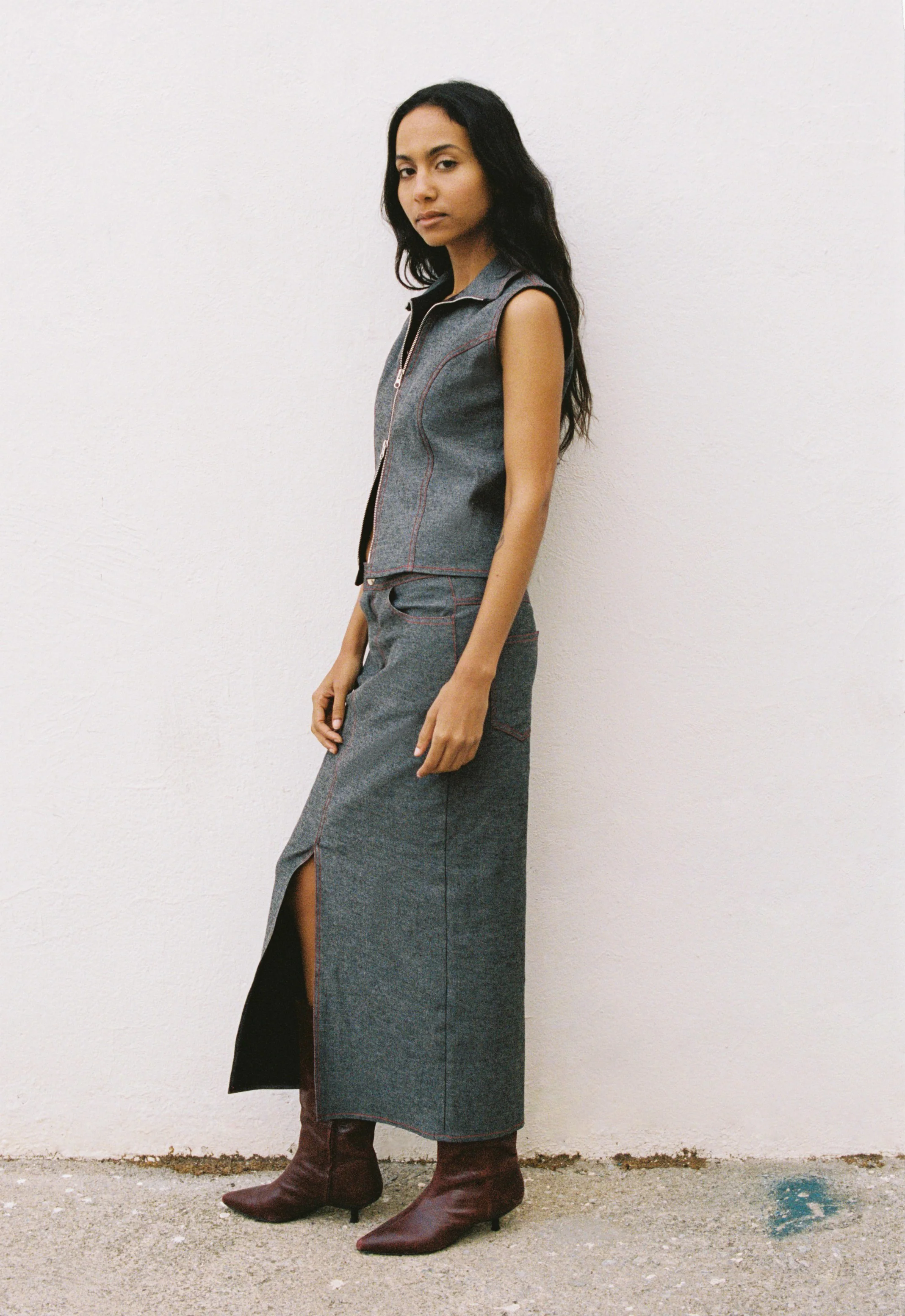 Melania Skirt | Grey Denim - Image 3