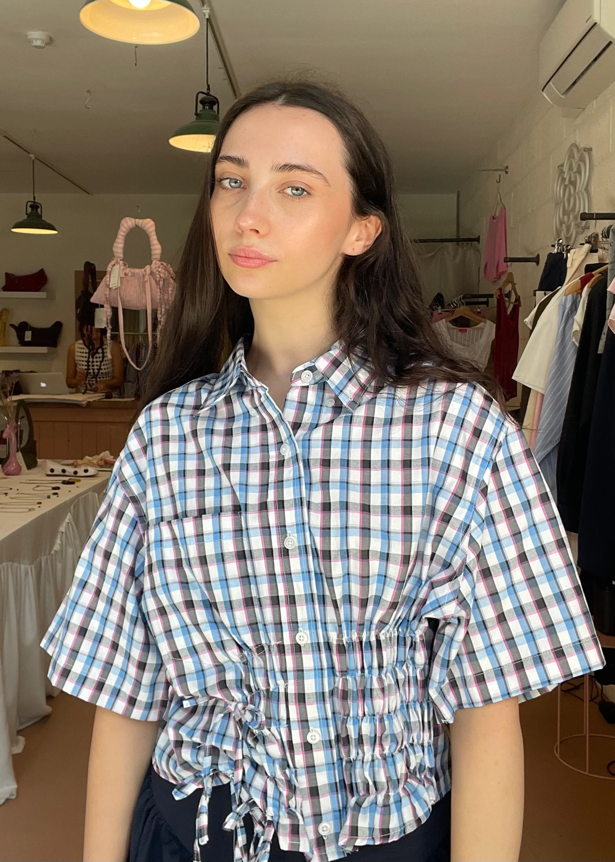 Cascade Shirt in Blue and Pink Plaid (Short Sleeve) - Image 3