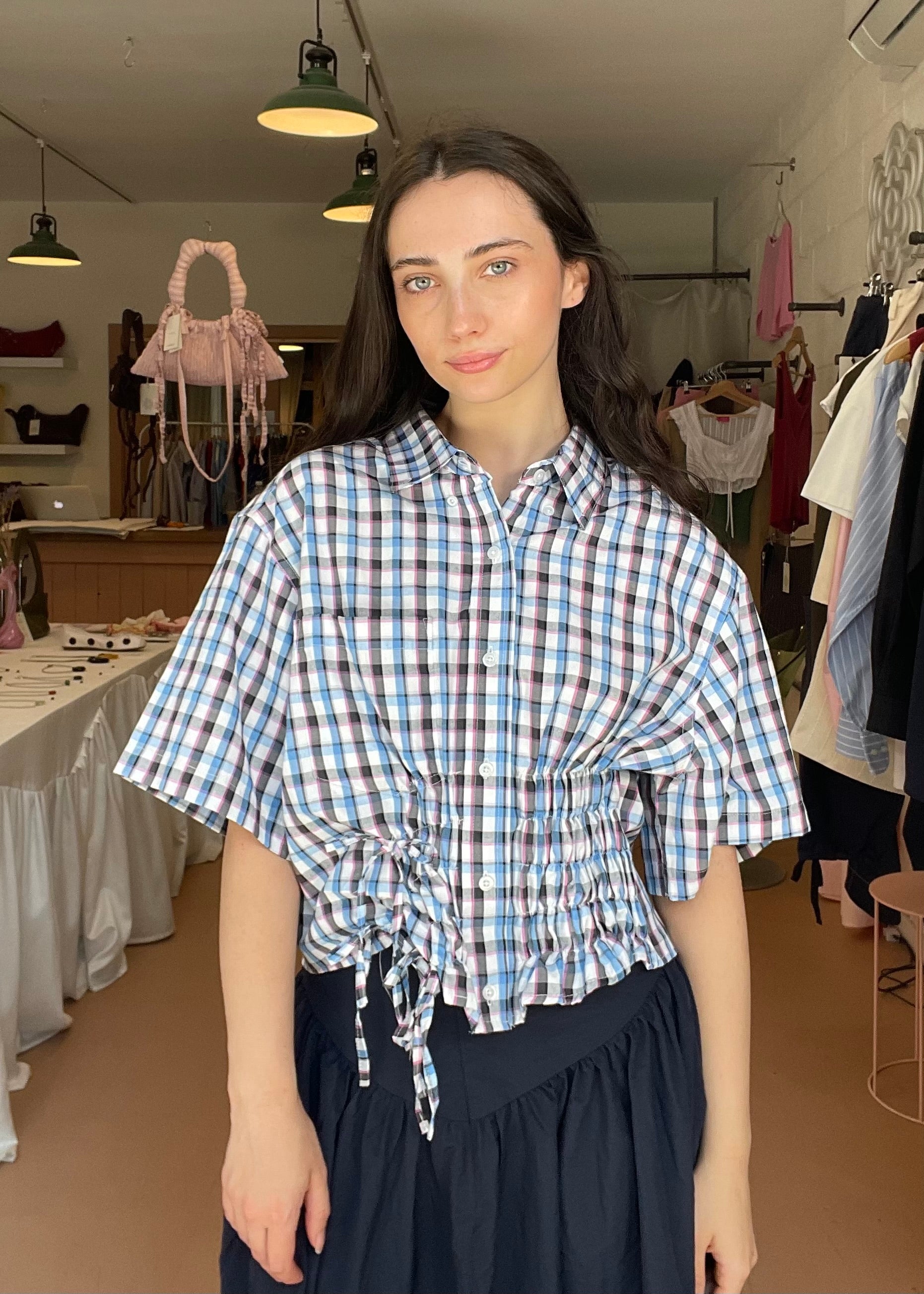 Cascade Shirt in Blue and Pink Plaid (Short Sleeve) - Image 4