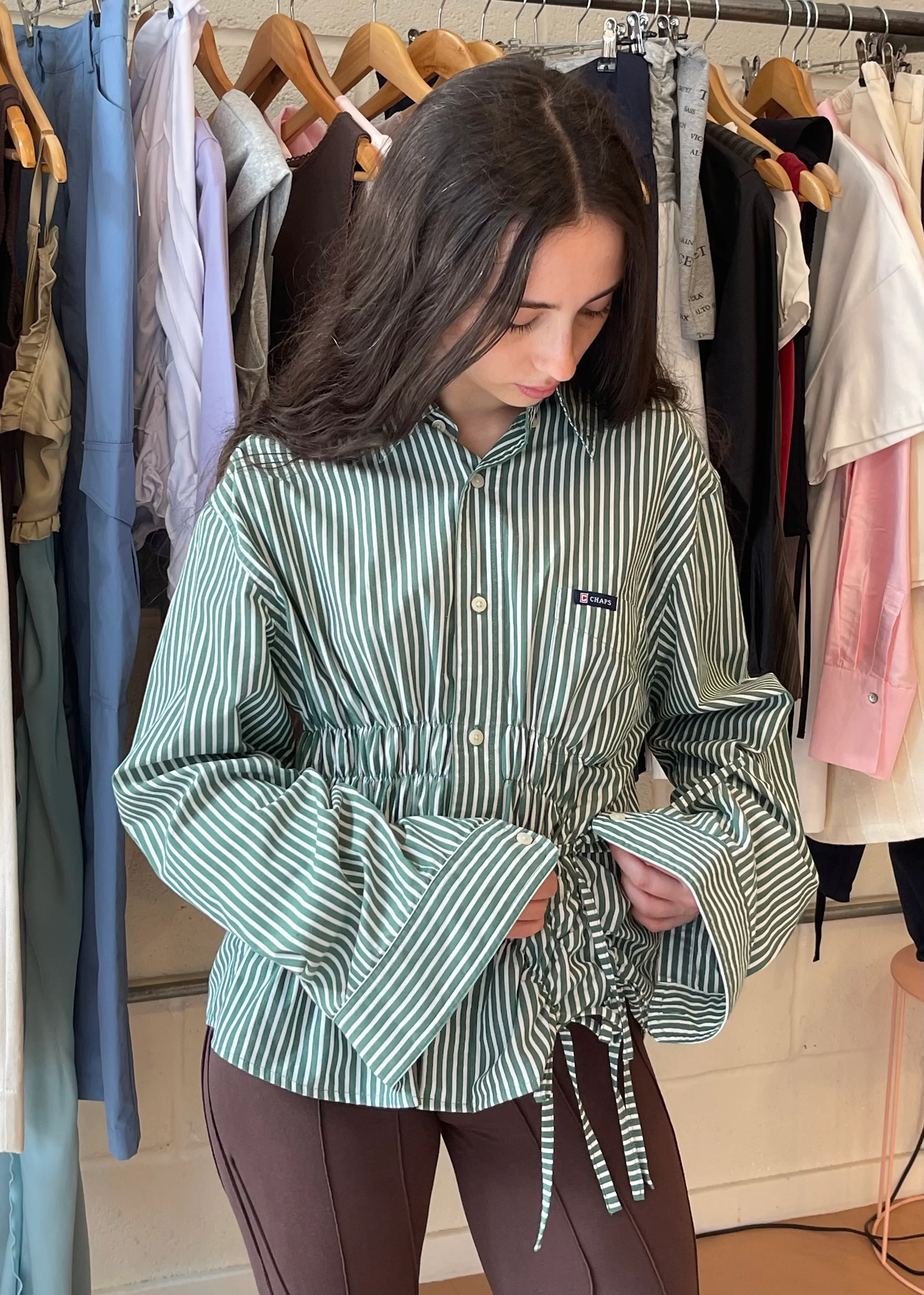 Cascade Shirt in Green Stripe - Image 3