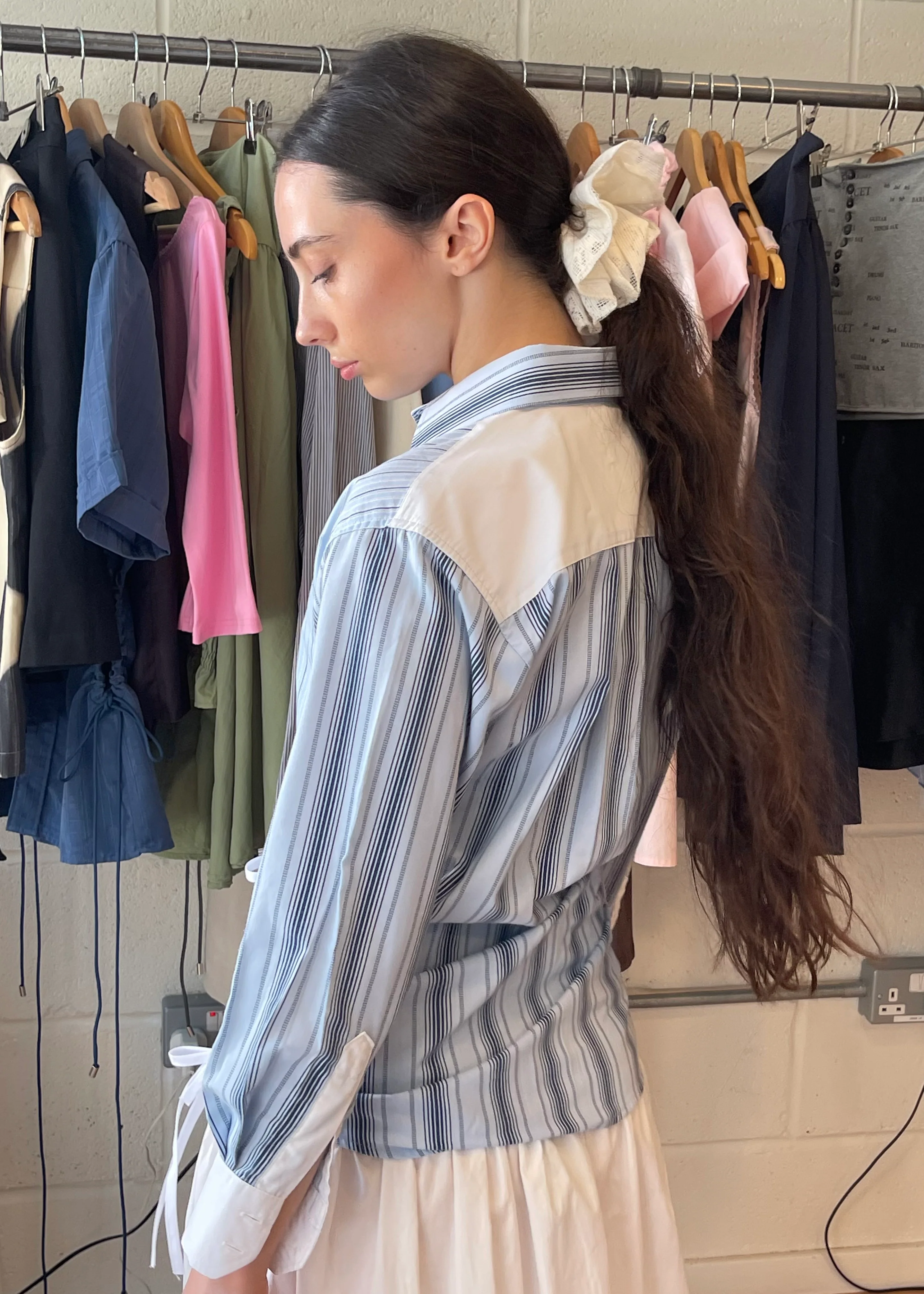 Cascade Shirt in Light Blue and Navy Stripe - Image 6