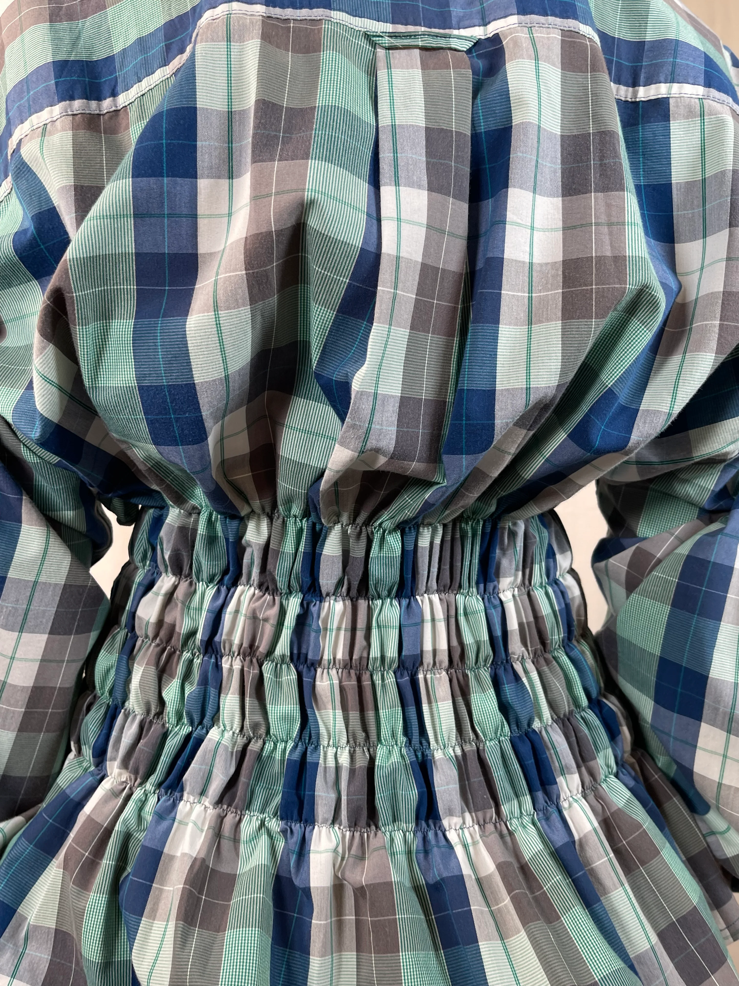 Corset Shirt in Aqua Plaid - Image 2