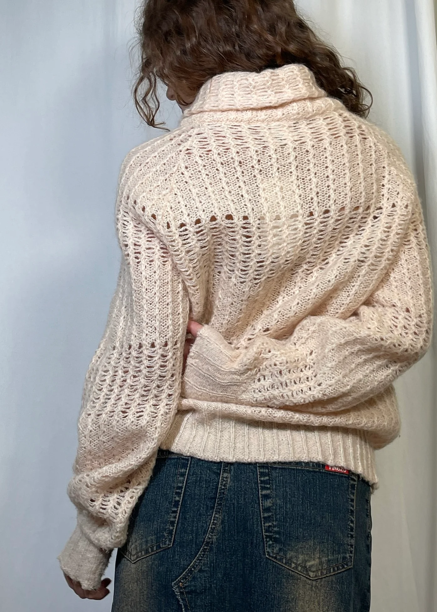 Cream Loose Knit Funnel Neck Jumper - Image 4
