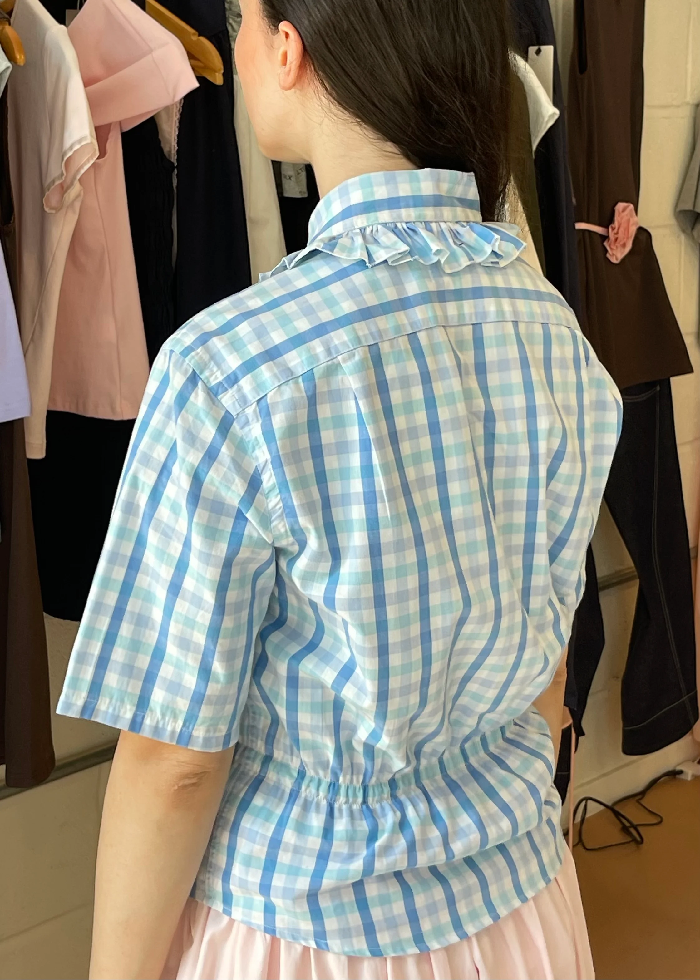 Flan Top in Blue Plaid - Image 5