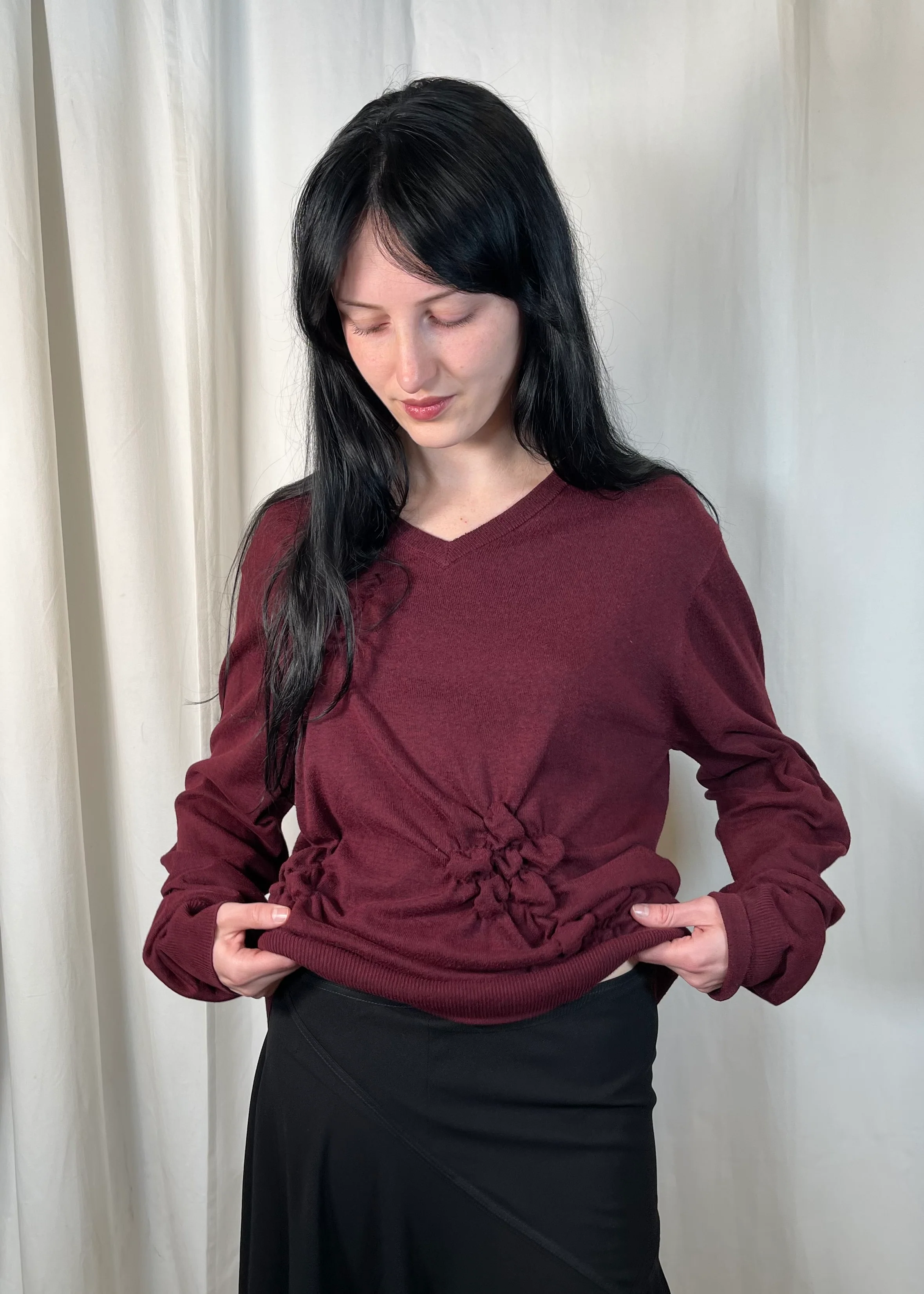 Flor V Neck Burgundy