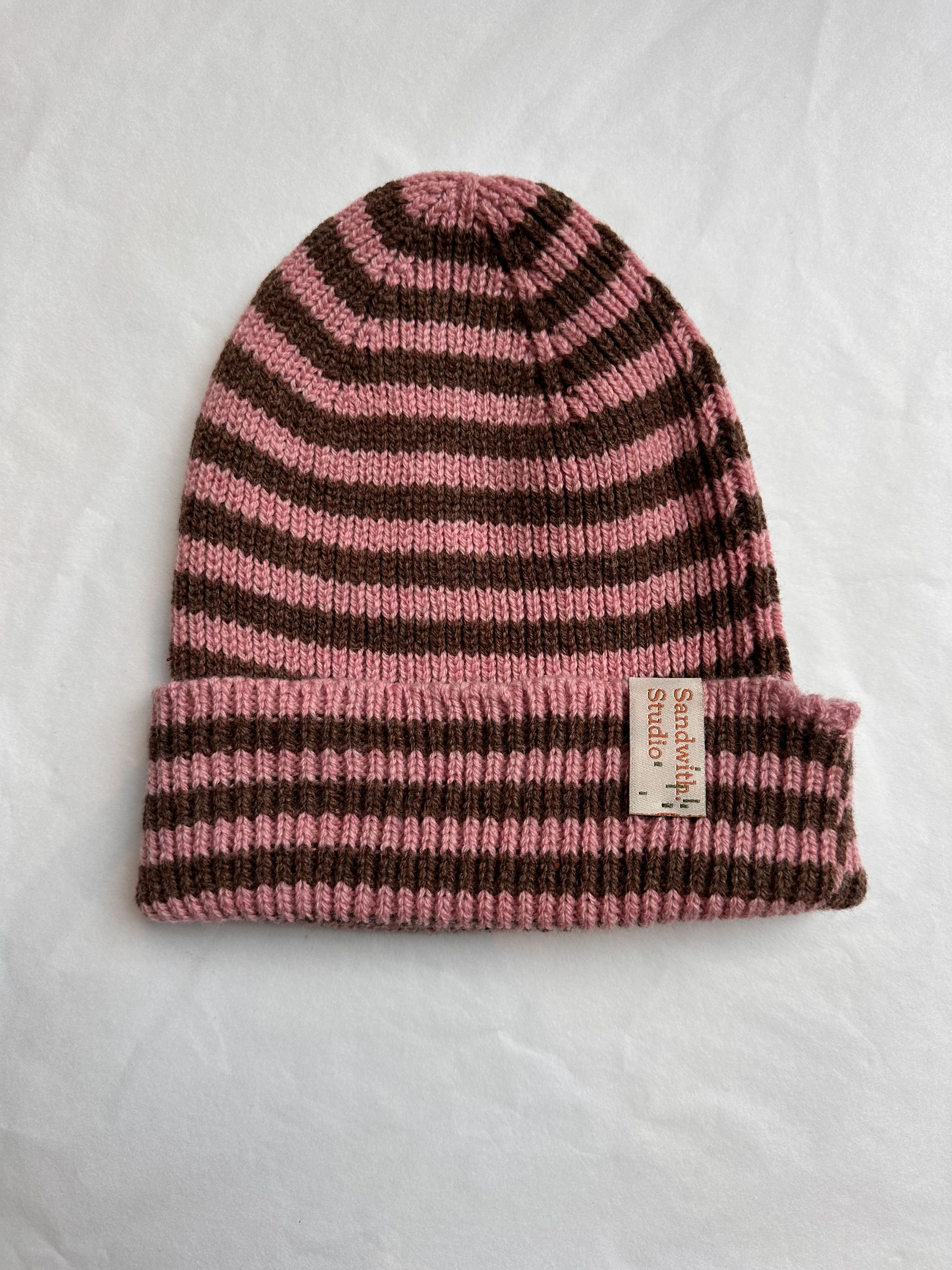 Billy Beanie | Petal & Chestnut Stripe - Image 2