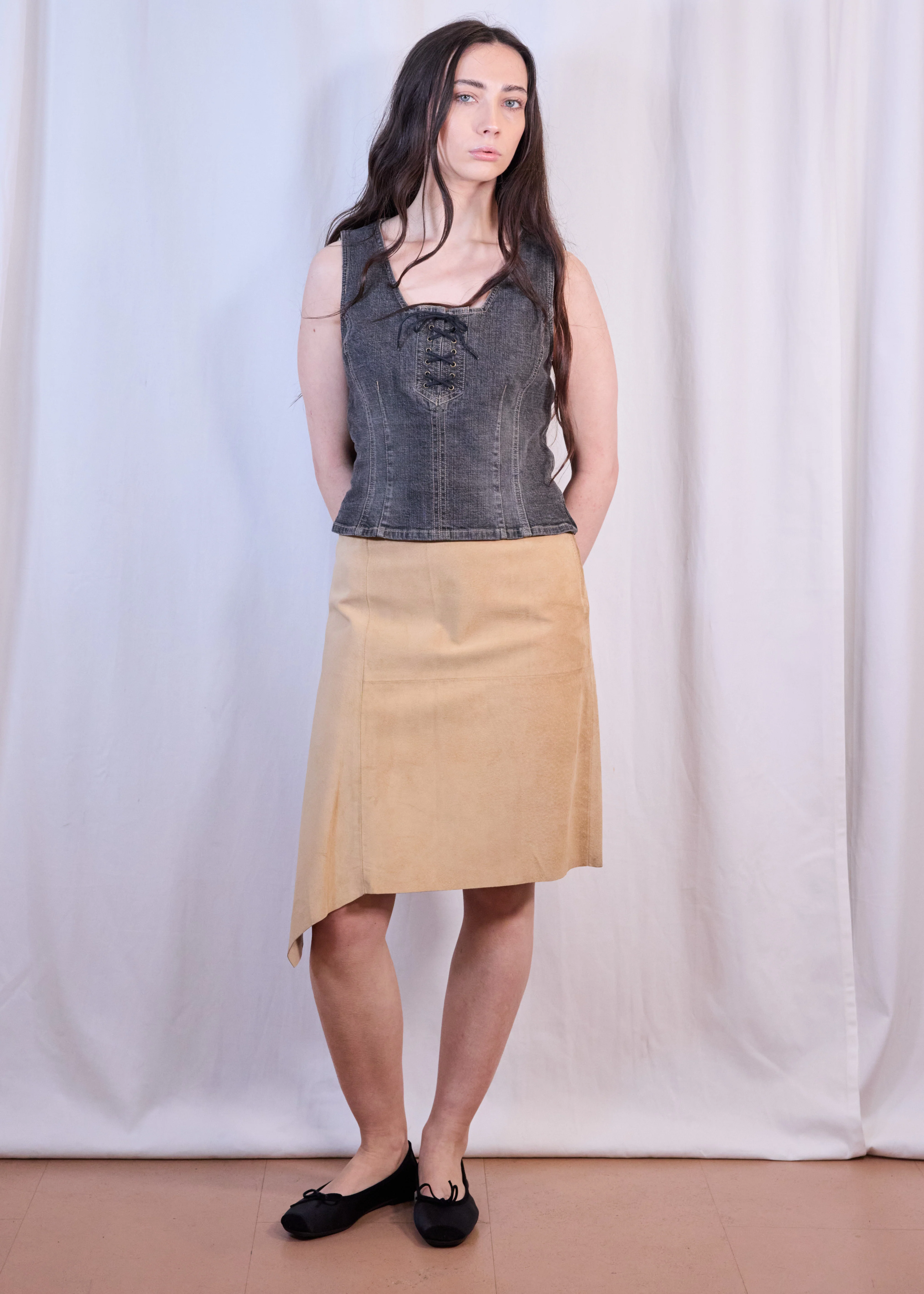 Grey Denim Corset Vest - Image 2