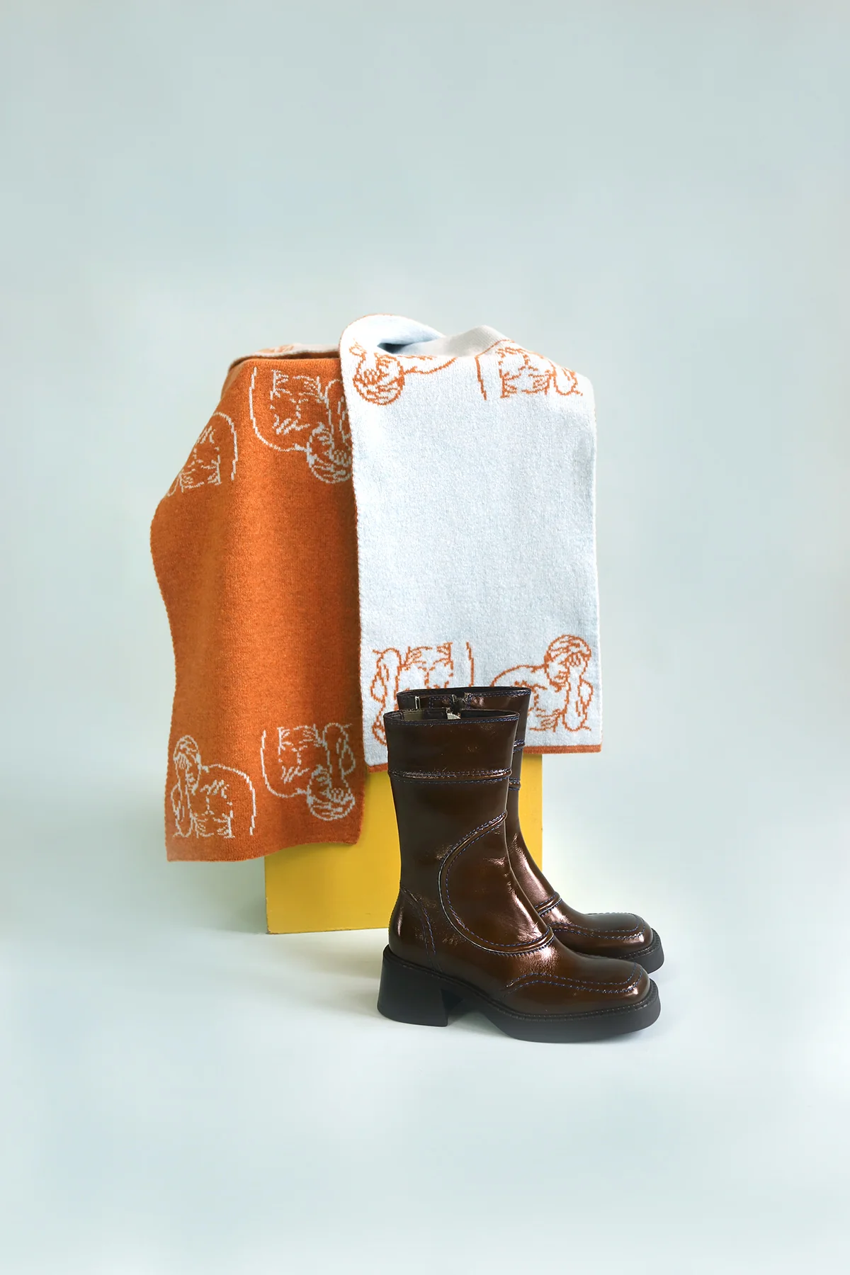 Hades Scarf | Rust & Baby Blue - Image 4