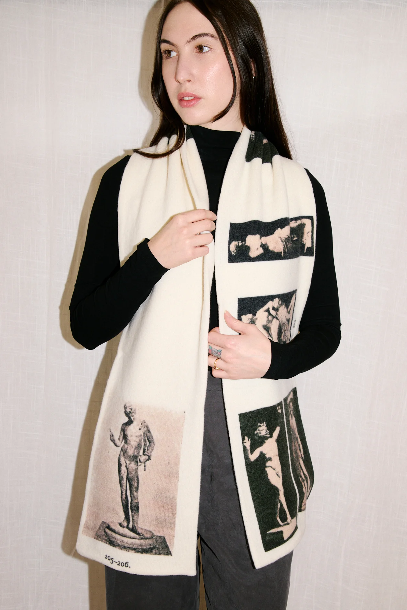 Narcissus Scarf | Ivory & Black