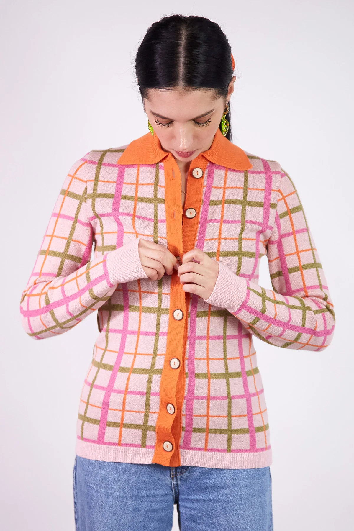 Barbauld Cardigan | Pink Plaid - Image 2