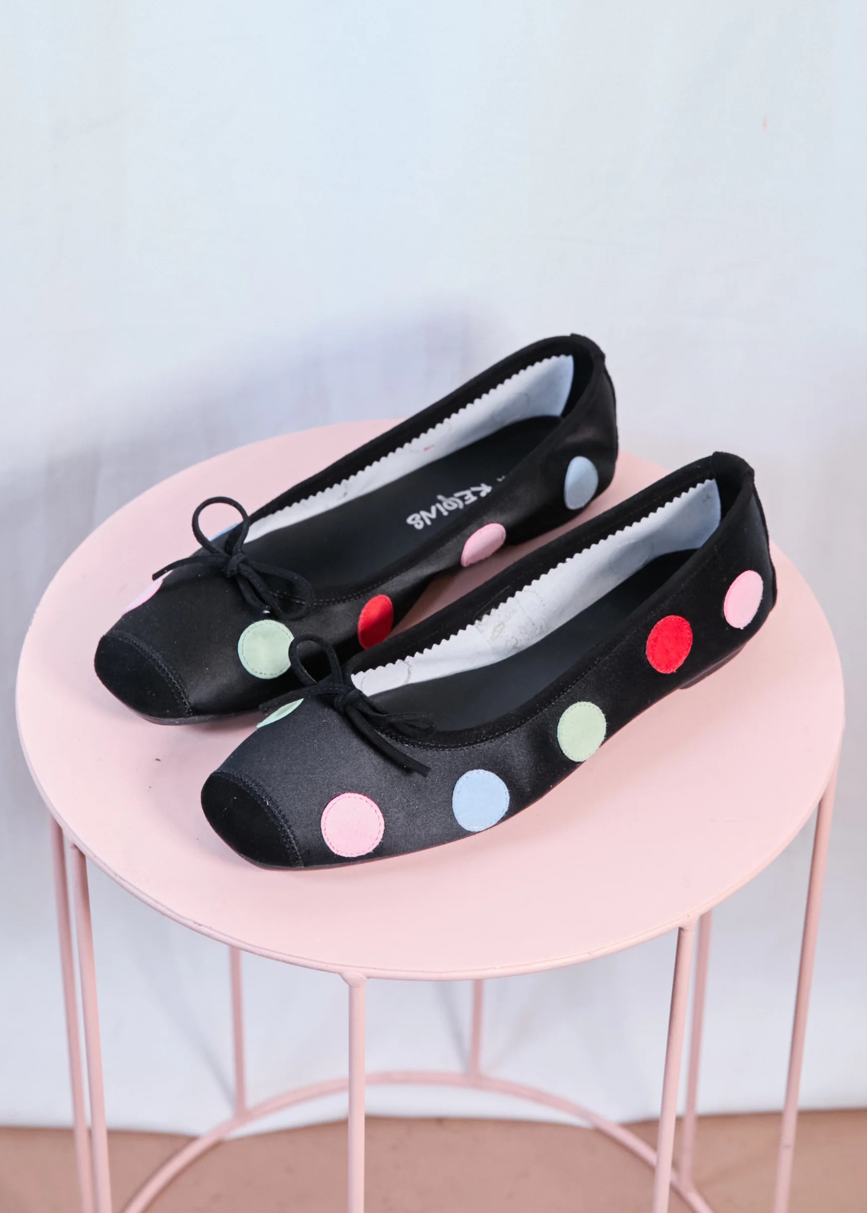 Harmony Ballerinas | Black & Multicolour Polka Dot