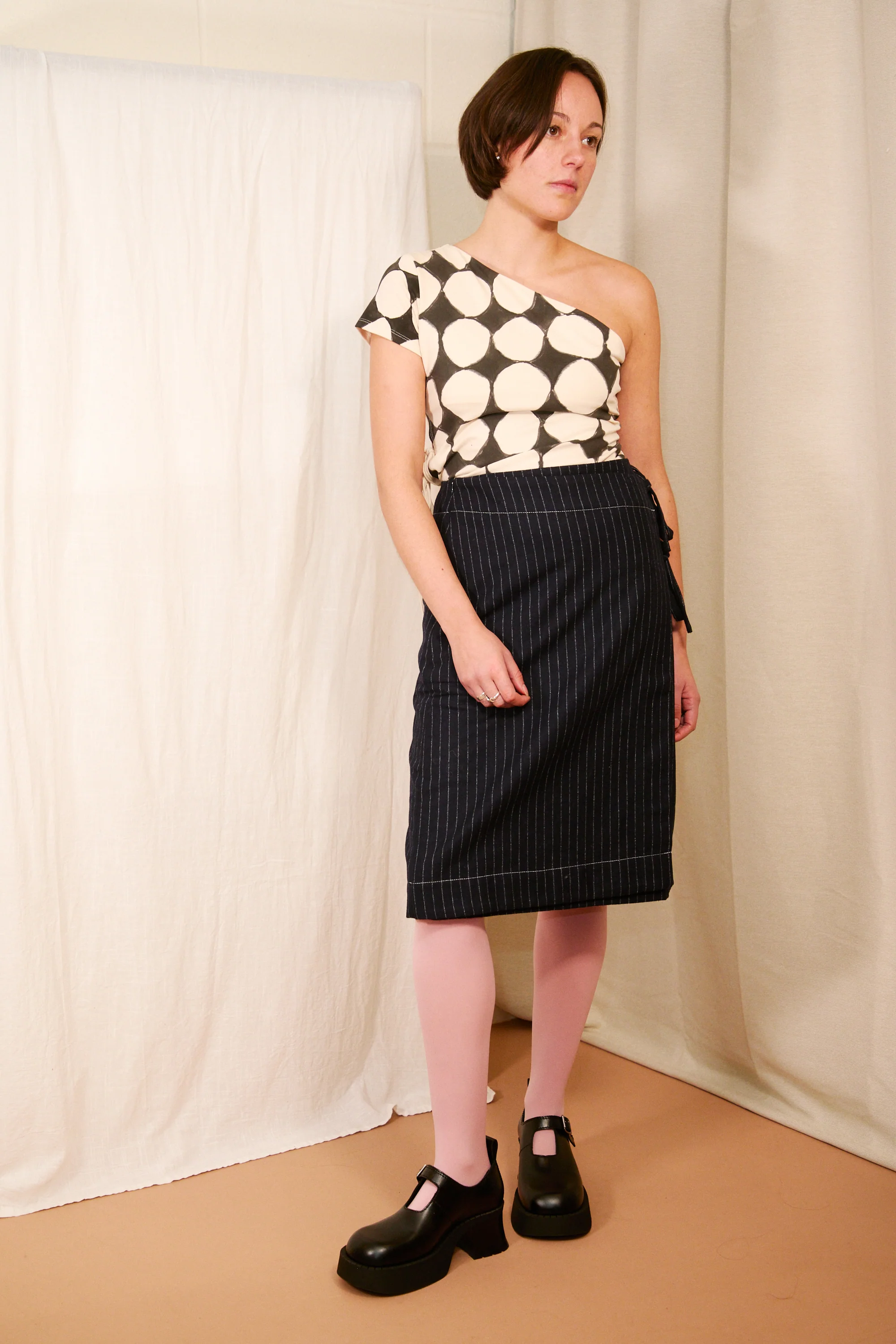 Rasmine Skirt in Dark Blue Pinstripe - Image 2