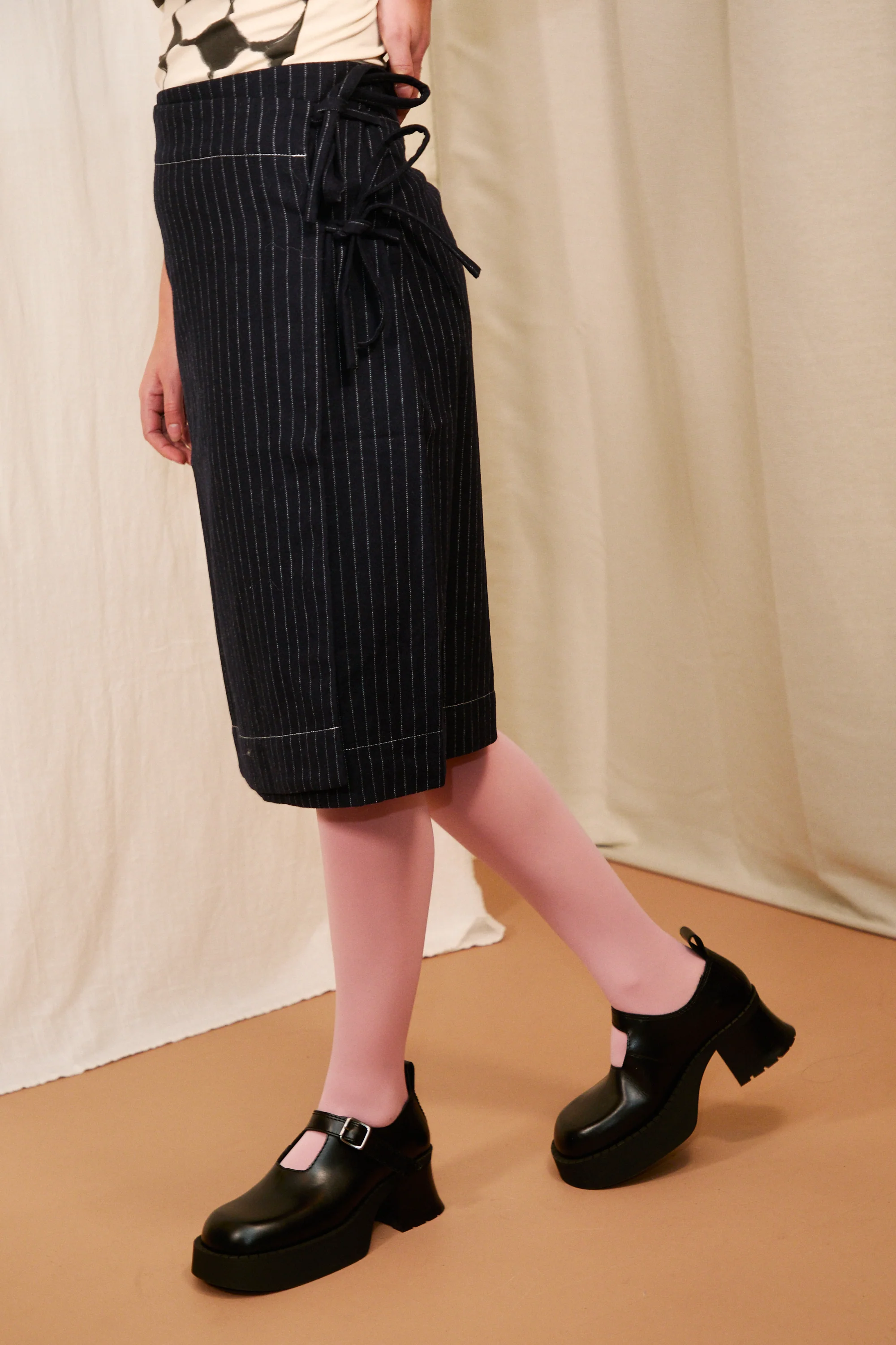 Rasmine Skirt in Dark Blue Pinstripe - Image 4