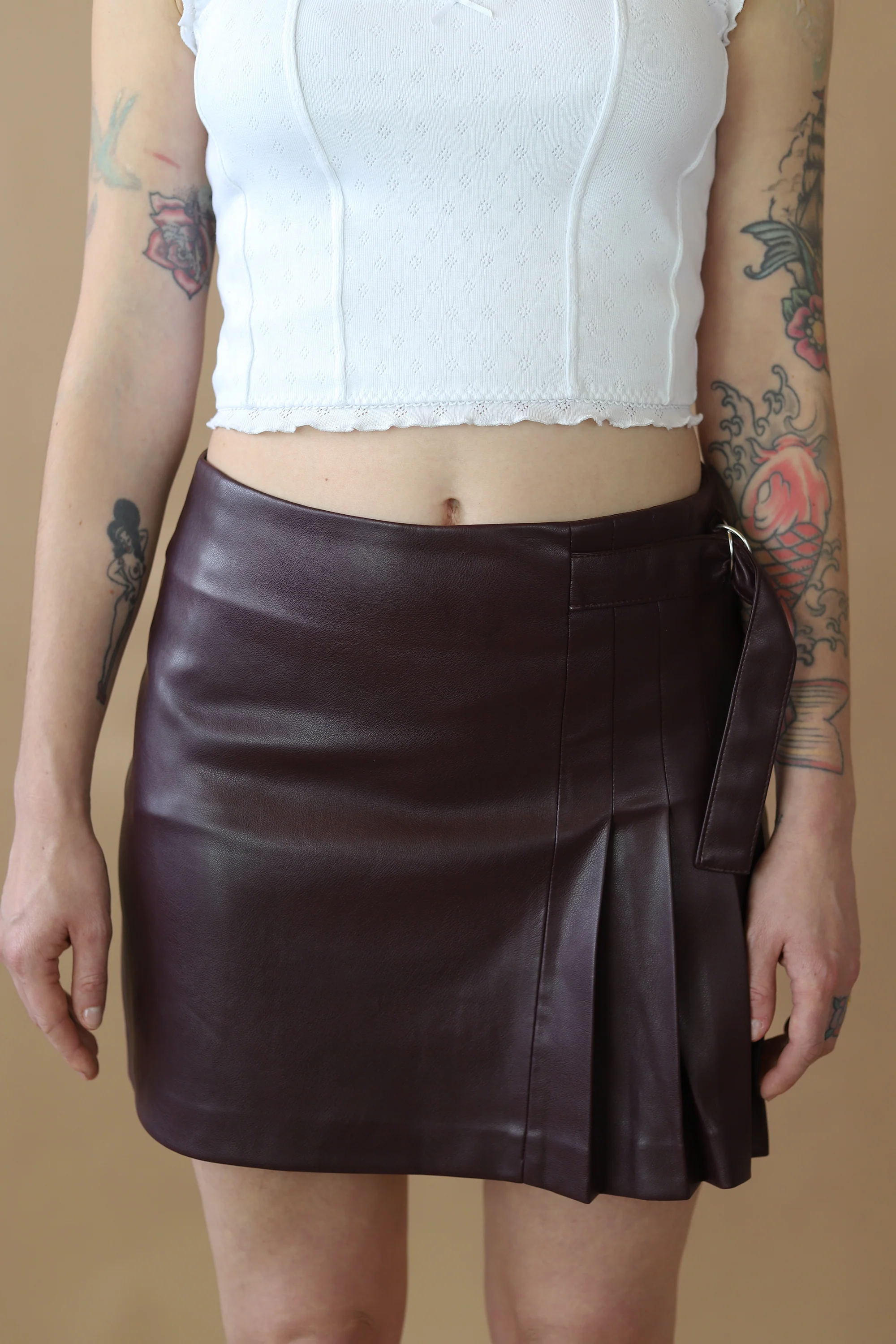 Polly Pleated Skirt | Burgundy - Image 2