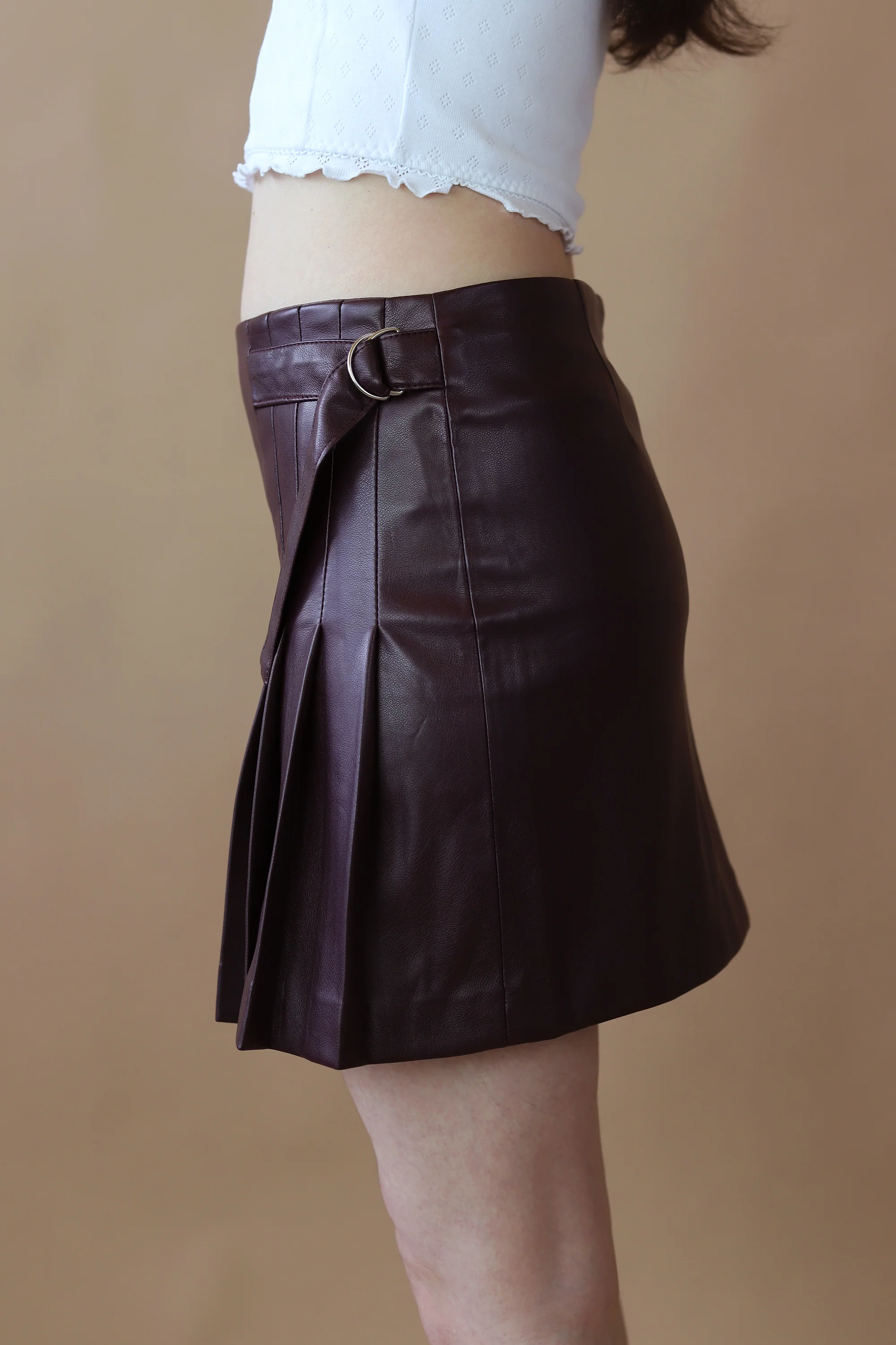 Polly Pleated Skirt | Burgundy - Image 3
