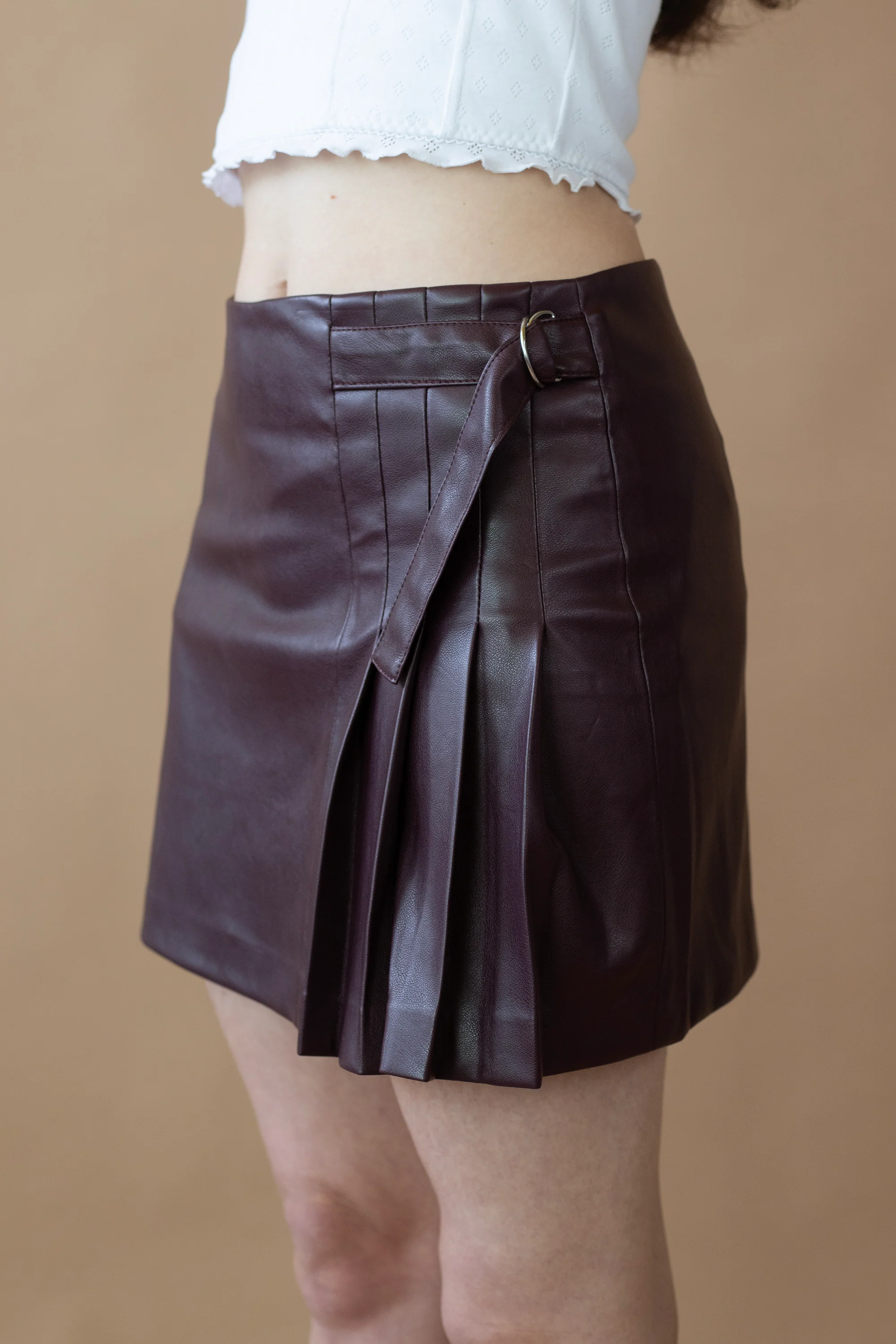 Polly Pleated Skirt | Burgundy - Image 4