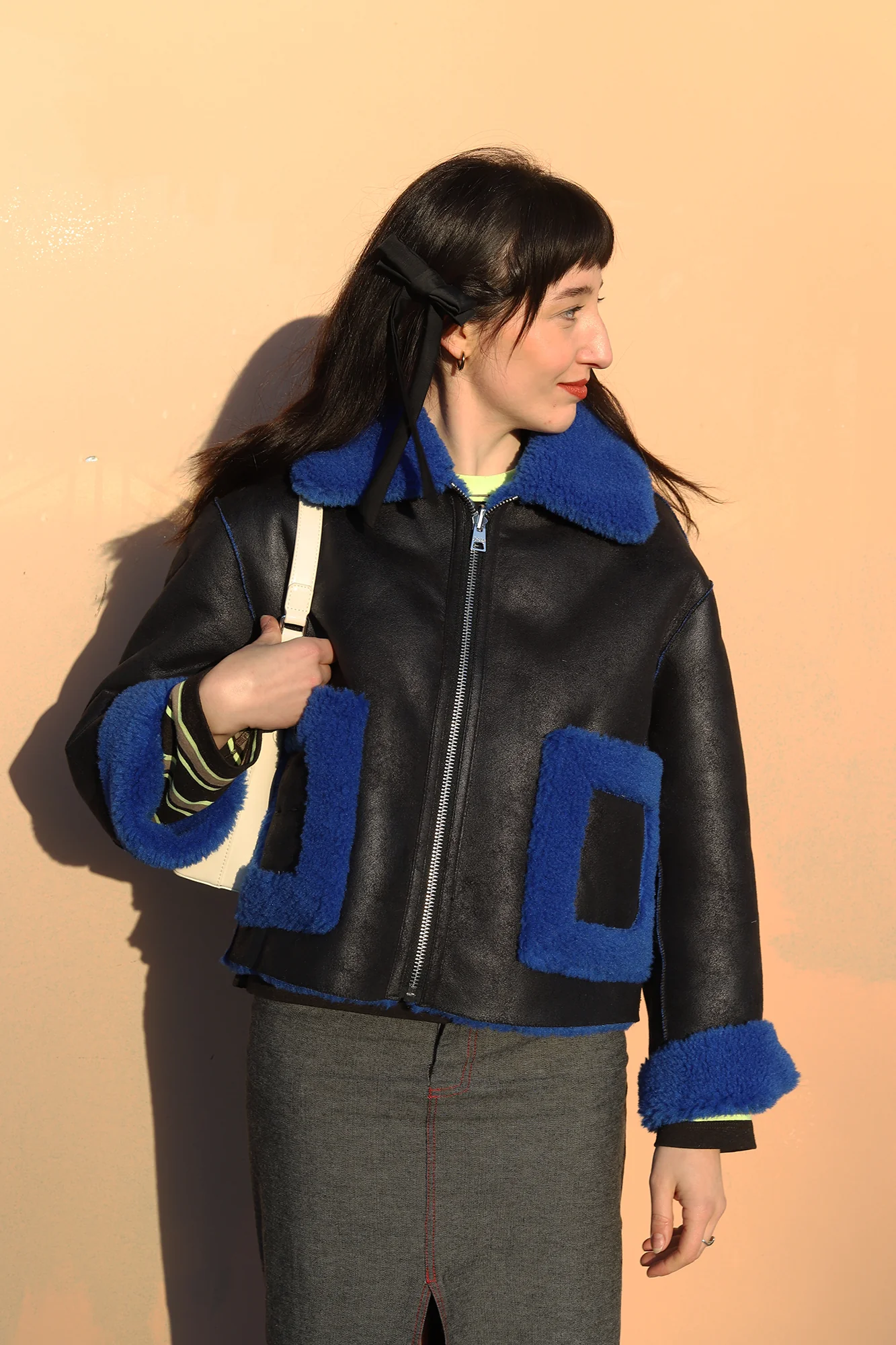 Vera Shearling Aviator | Black & Blue - Image 2