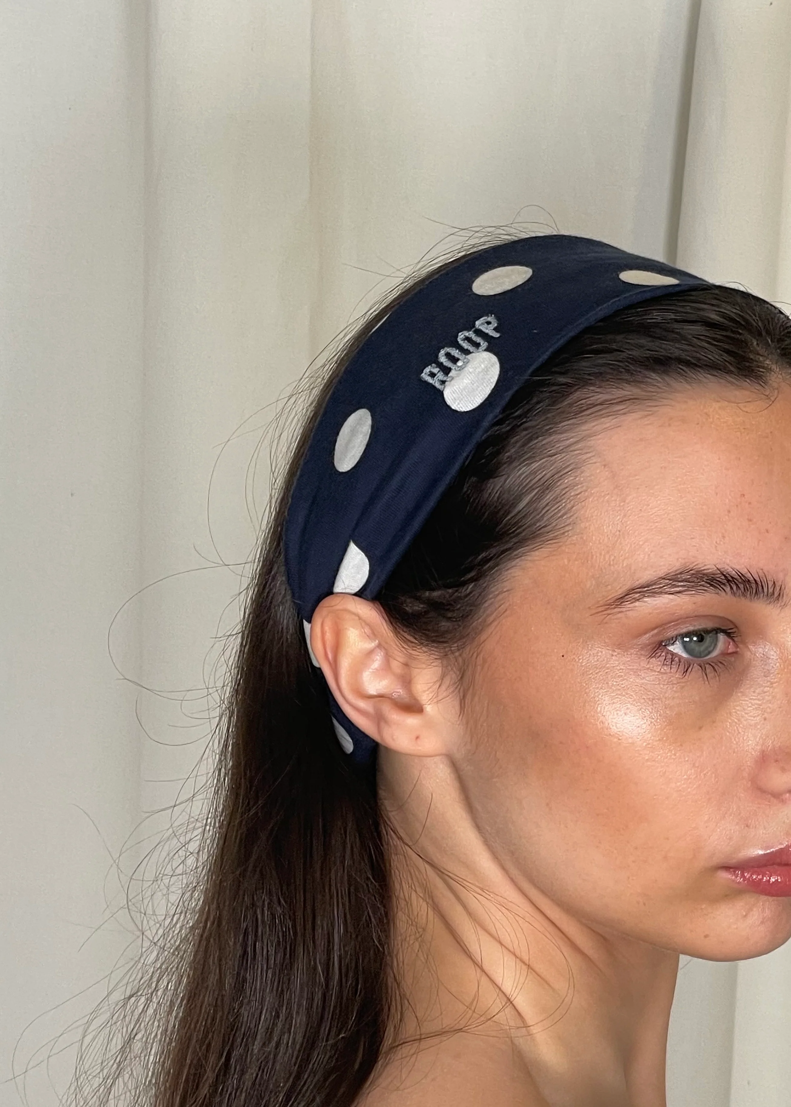 Jennifer Headband Blue & White Polka - Image 3