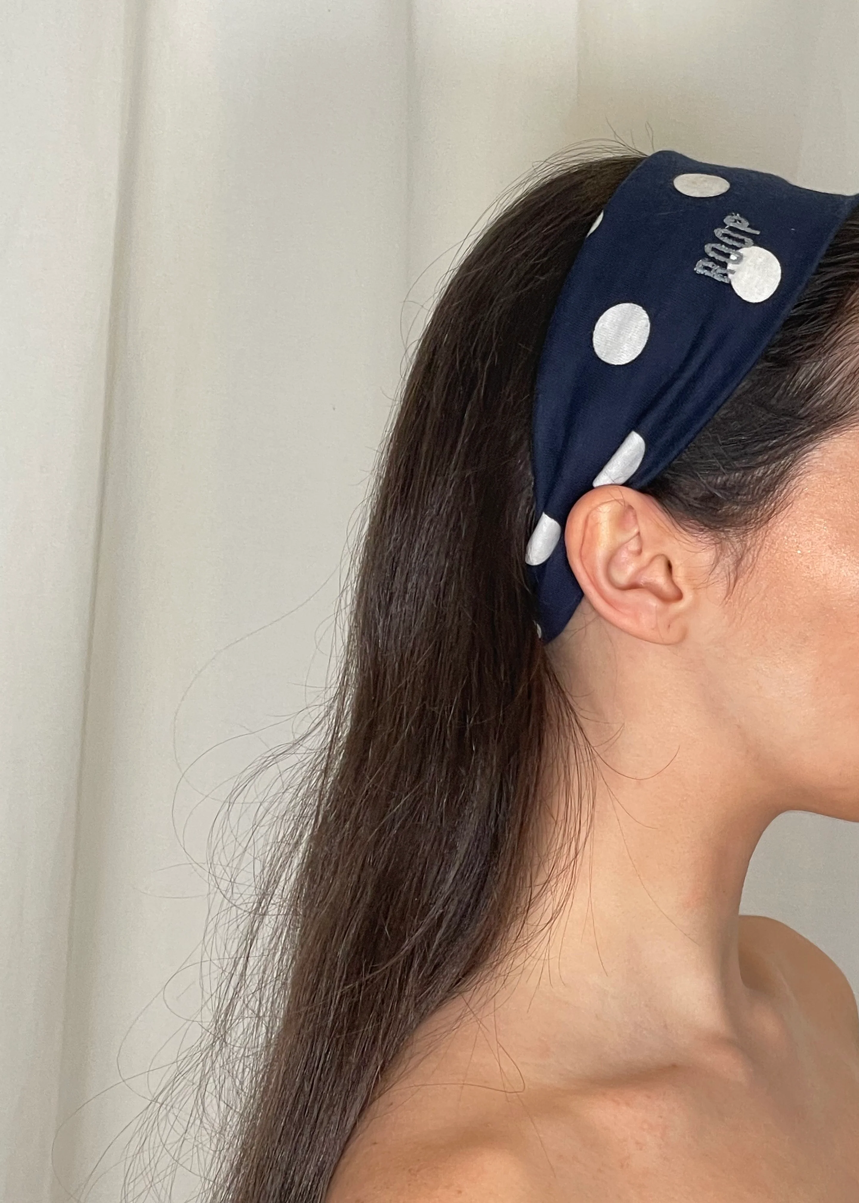 Jennifer Headband Blue & White Polka - Image 4