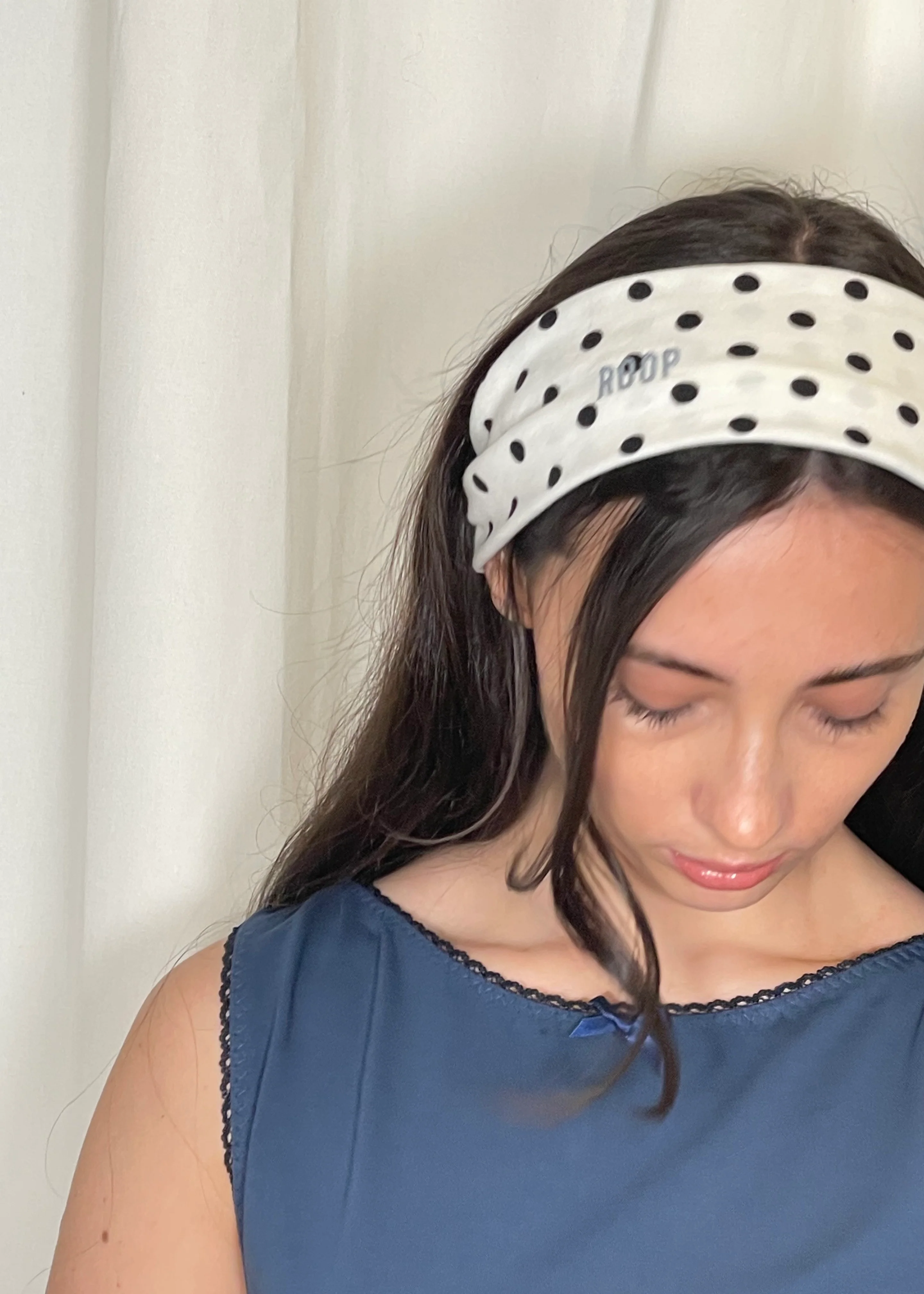 Jennifer Headband White and Black Polka - Image 2