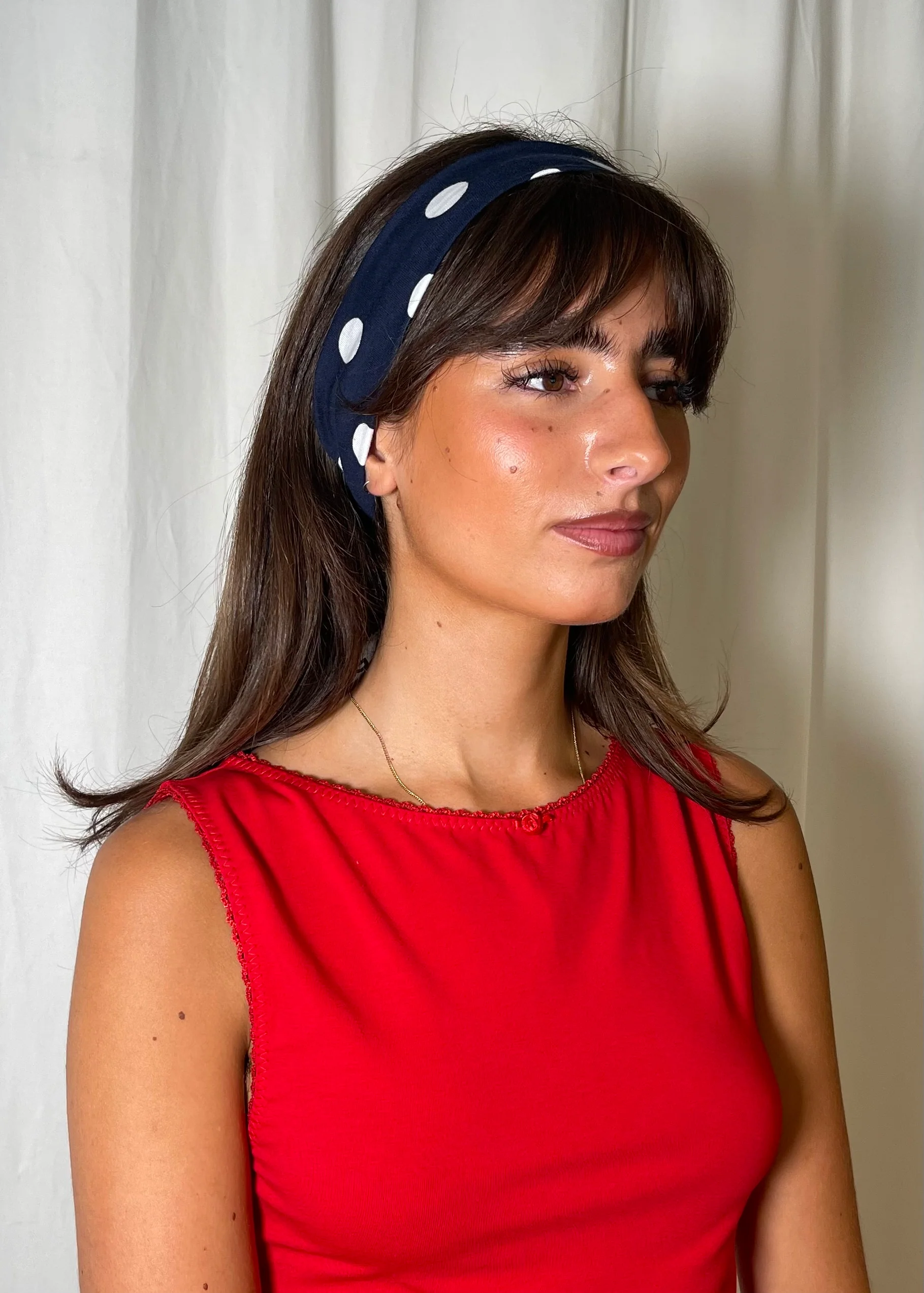 Jenny Headband Blue & White Polka - Image 2